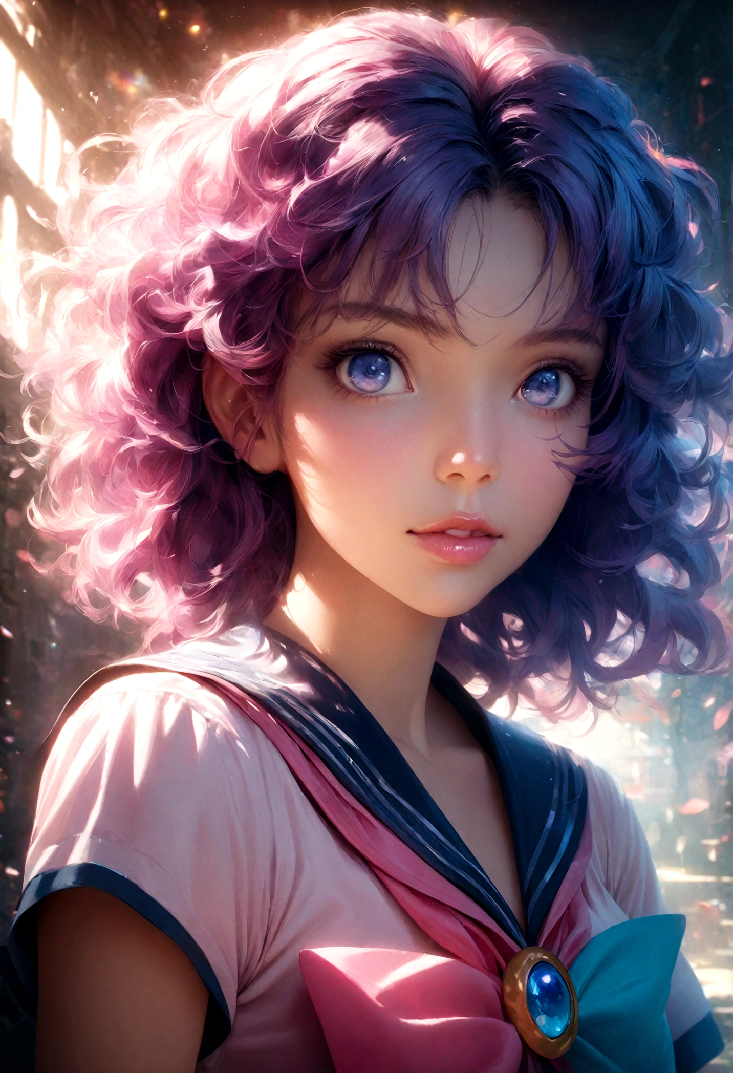 1girl, sailor Neptune, bishoujo senshi sailor moon, elegant detailed eyes, detailed facial features, long eyelashes, beautiful detailed lips, elegant detailed pose, highly detailed, masterpiece, 4k, hyper realistic, photorealistic, cinematic lighting, dynamic composition, intricate details, vibrant colors, soft dreamy atmosphere, magical girl fantasy