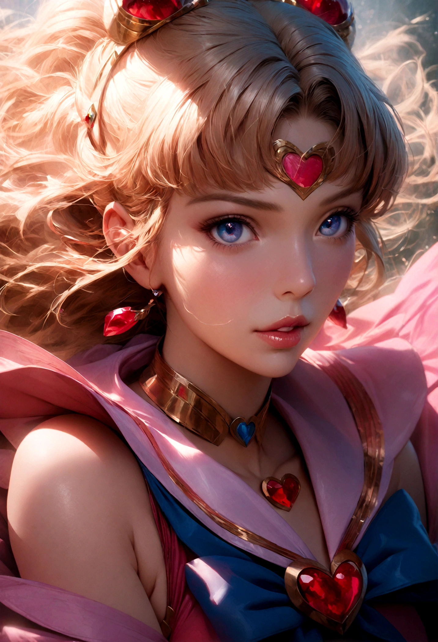 1girl, sailor moon, bishoujo senshi sailor moon, elegant detailed eyes, detailed facial features, long eyelashes, beautiful detailed lips, elegant detailed pose, highly detailed, masterpiece, 4k, hyper realistic, photorealistic, cinematic lighting, dynamic composition, intricate details, vibrant colors, soft dreamy atmosphere, magical girl fantasy, full body shot