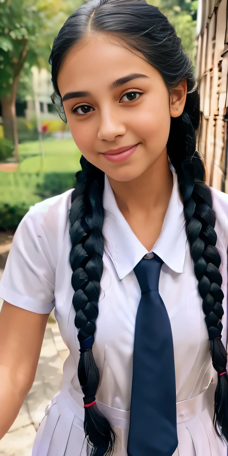  neat college girl, ((playing ,touching ,squeezing ,grabbing    )), person, (school uniform, braided hair ), (wide angel  ),outside the athletic field, (chubby), photorealistic, detail, skin texture, super detail, delicate and sexy collarbone, smile, super detailed face, detailed lips, detailed eyes, double eyelids, big boobs, big ass, realistic image 