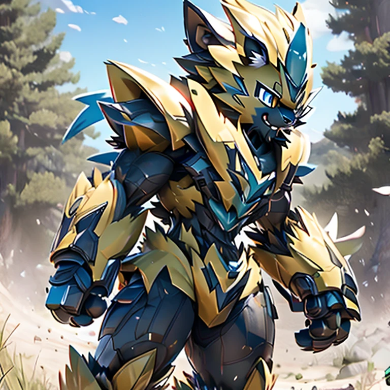 ZERAORA in armor, in the style of photorealistic fantasies, 