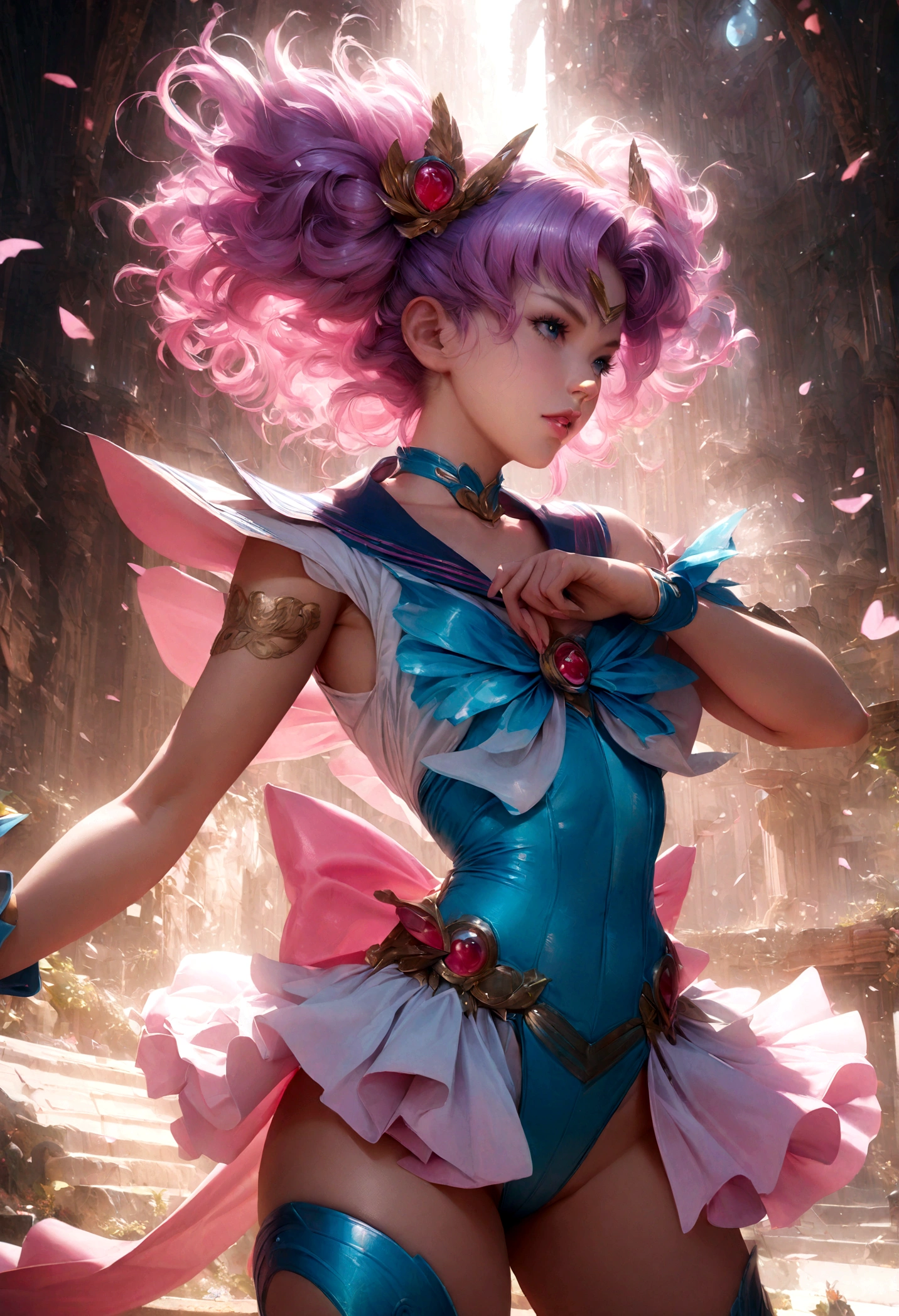 1girl, sailor Neptune, bishoujo senshi sailor moon, elegant detailed eyes, detailed facial features, long eyelashes, beautiful detailed lips, elegant detailed pose, highly detailed, masterpiece, 4k, hyper realistic, photorealistic, cinematic lighting, dynamic composition, intricate details, vibrant colors, soft dreamy atmosphere, magical girl fantasy, full body shot