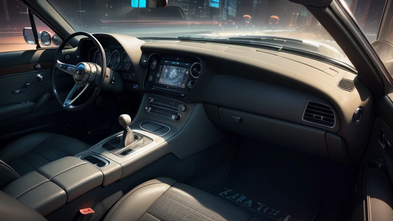 1960s luxury sedan,futuristic car,photorealistic,hyperdetailed,intricate details,(best quality,8k,highres,masterpiece:1.2),ultra-detailed,(realistic,photorealistic,photo-realistic:1.37),cinematic lighting,dramatic shadows,glowing neon accents,chrome reflections,sleek aerodynamic design,retro-futuristic aesthetic,complex dashboard,holographic display,advanced propulsion system