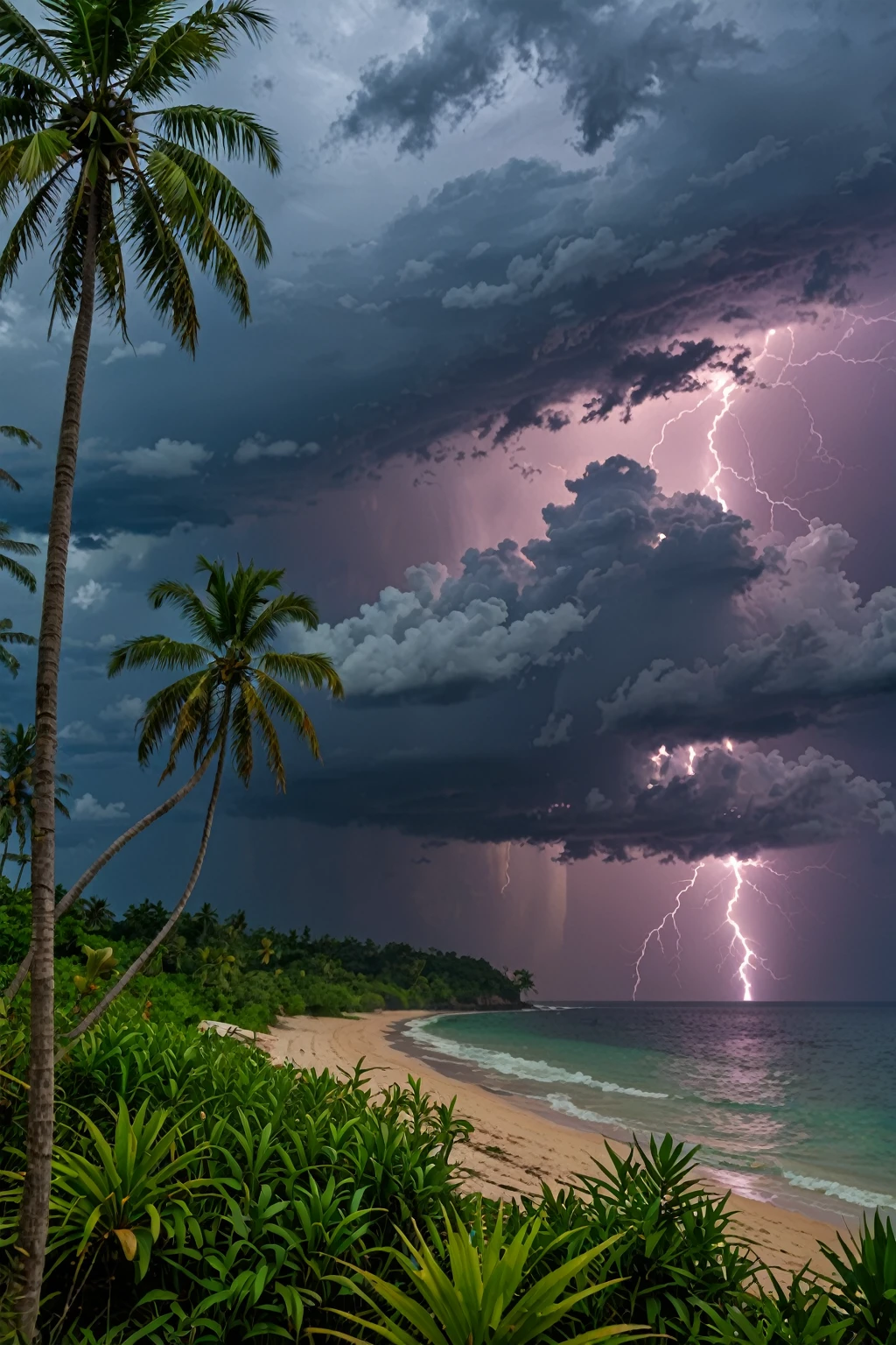 Tropical Landscape in the evening during a thunderstorm