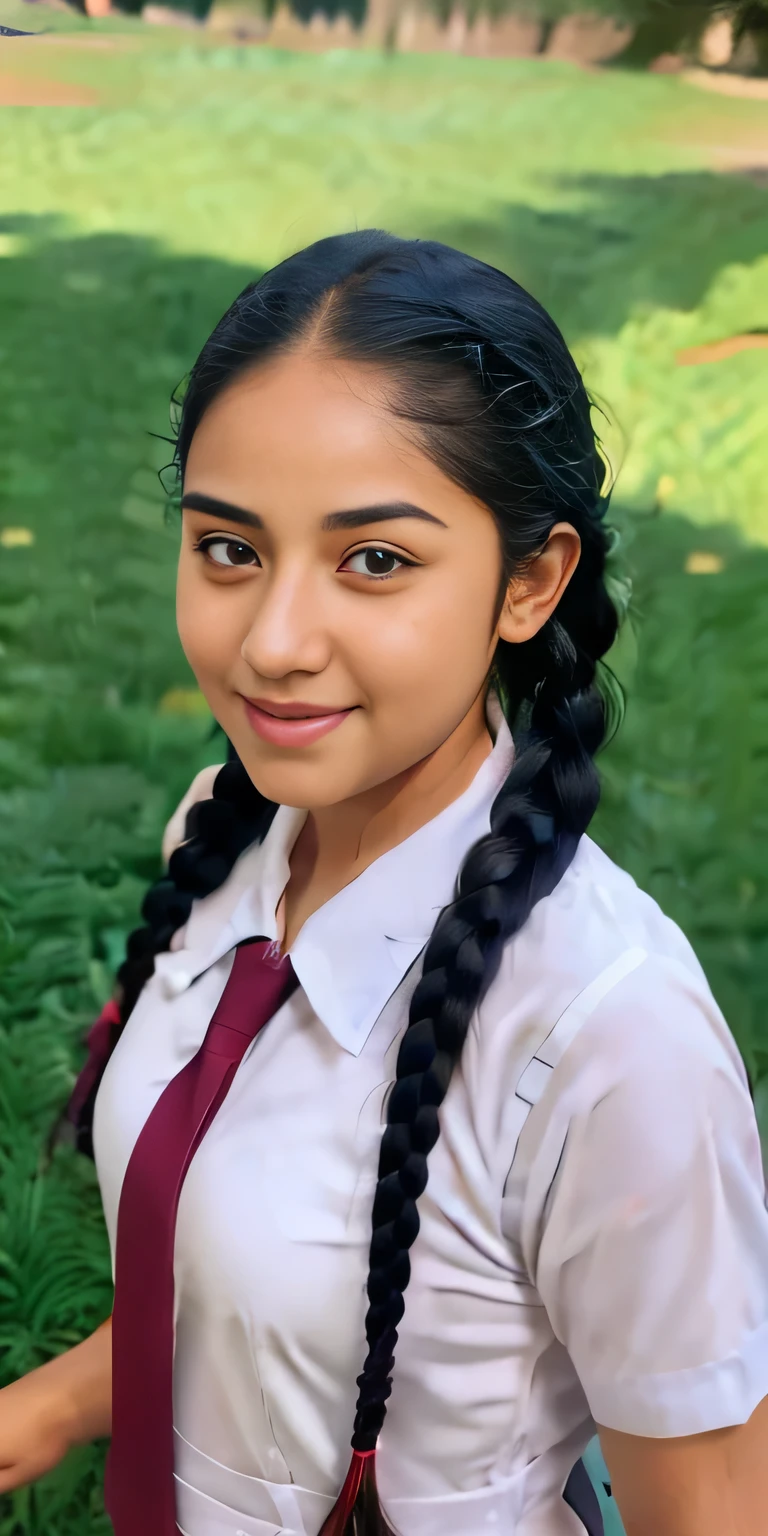  neat college girl, ((playing ,touching ,squeezing ,grabbing    )), person, (school uniform, braided hair ), (wide angel  ),outside the athletic field, (chubby), photorealistic, detail, skin texture, super detail, delicate and sexy collarbone, smile, super detailed face, detailed lips, detailed eyes, double eyelids, big boobs, big ass, realistic image 