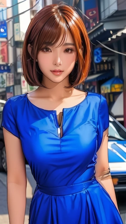 A fifty-something Asian woman in a blue dress posing in front of a car, gorgeous young Korean women, beautiful south Korean women, beautiful young Korean women, Korean Girls, Beautiful Asian Girl, Korean women, Gorgeous Chinese Model, Short hair, korean female fashion model, Beautiful Asian Woman, Real life anime girls, In a blue Chinese dress