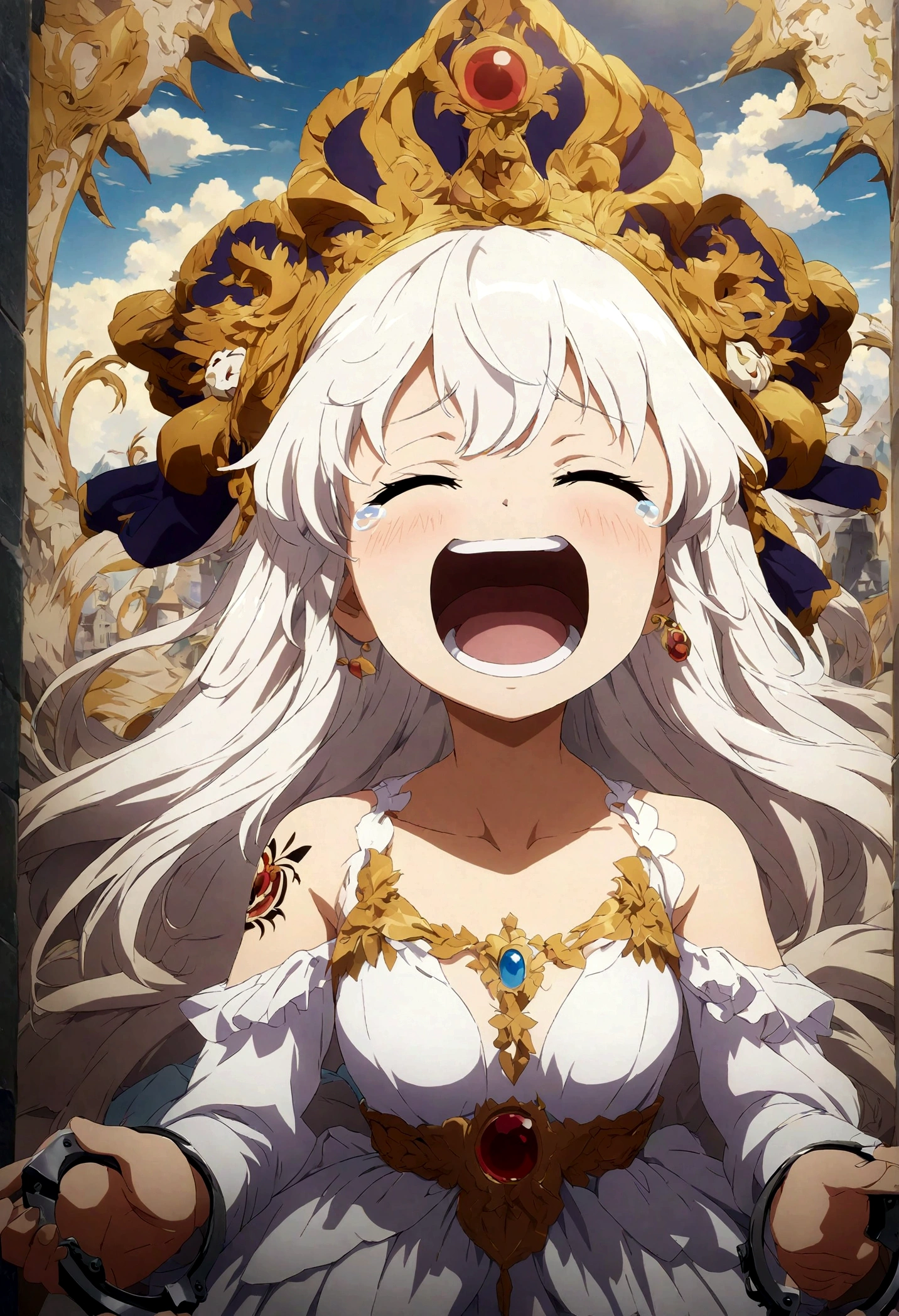 (tiny armies of people on a cliff in front of a giantess breasts: 1.2), (a tiny army on a tiny hill in front of the breasts of a giantess: 1.2), a giantess looming over a tiny army on a tiny hill, (tiny adventurers: 1.1), (crowds of tiny armies on a tiny cliff in front of a girl: 1.1), (crowds of tiny armies on a cliff: 1.1), giantess girls in the background, simple background, (dark deep dungeon cave:1.3), giantess girls in the background, multiple girls, (giantess:1.1), horns, Demon girl, (giantess:1.2), collarbone, bare shoulders, hills, cliffs, mountains, (crowds:1.4), tiny knights, wizards, fantasy, very detailed, beautiful, professionally drawn, bright sky, shiny detailed breasts, (perfect beautiful skin), slight smile, smug,