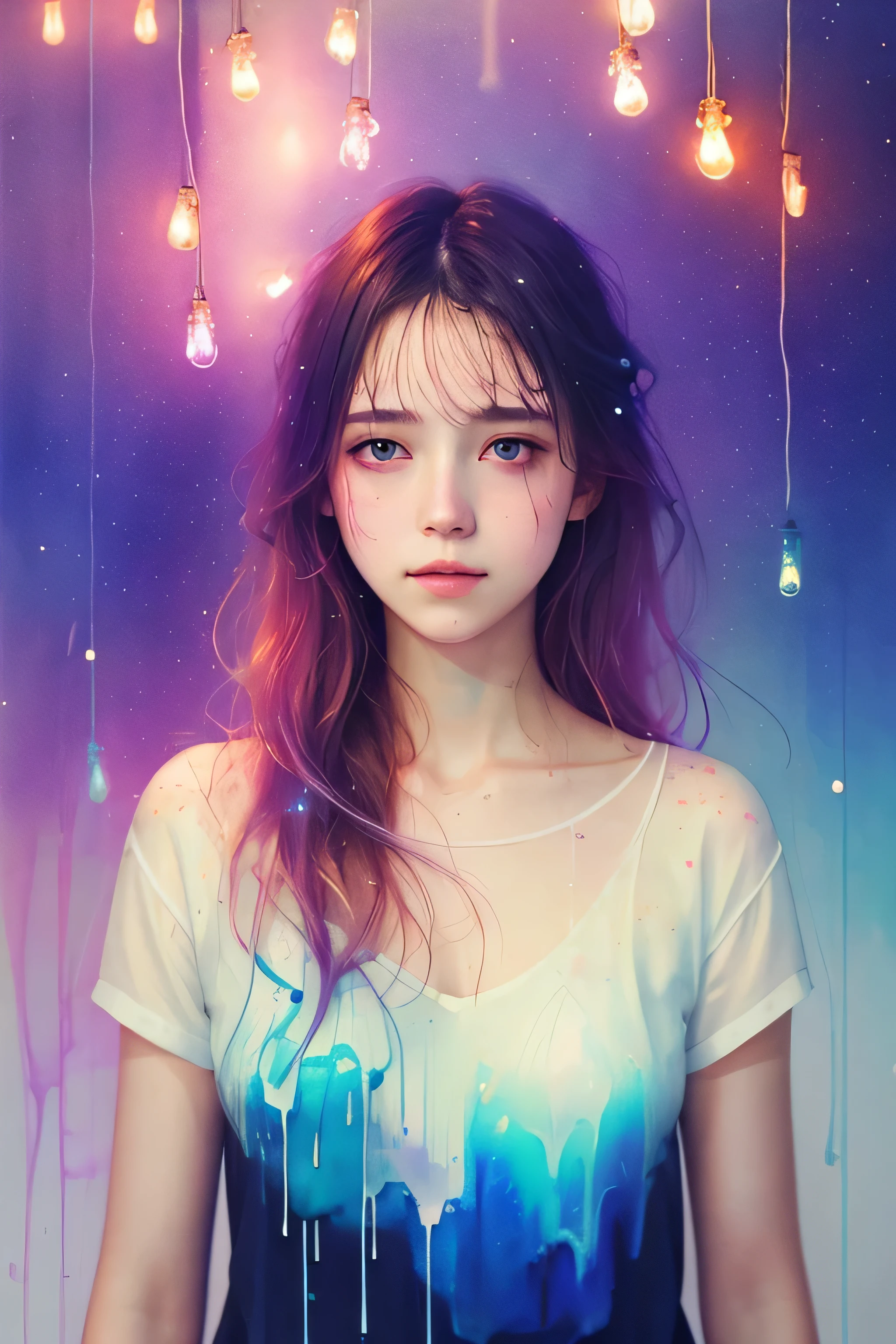 a woman by agnes cecile, luminous design, pastel colours, ink drips, autumn lights