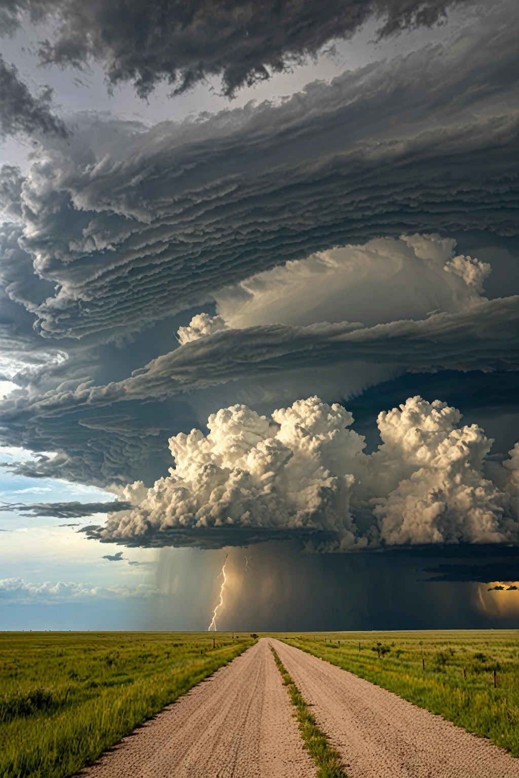 Open plains with a supercell thunderstorm