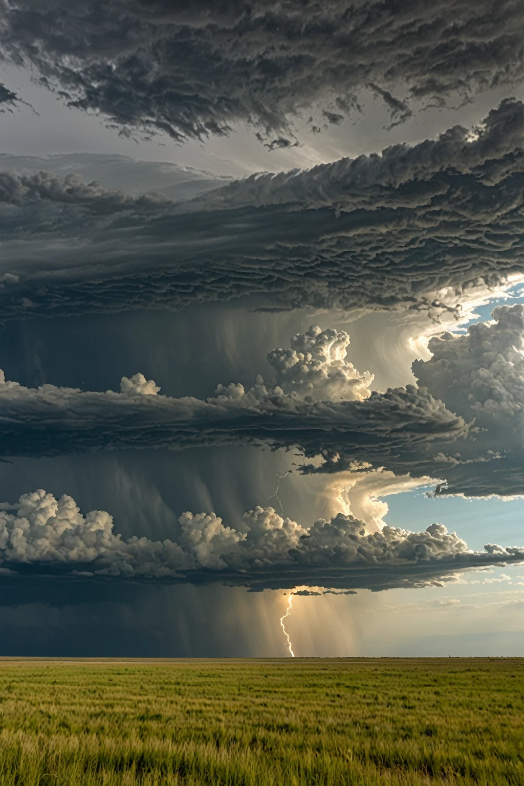 Open plains with a supercell thunderstorm