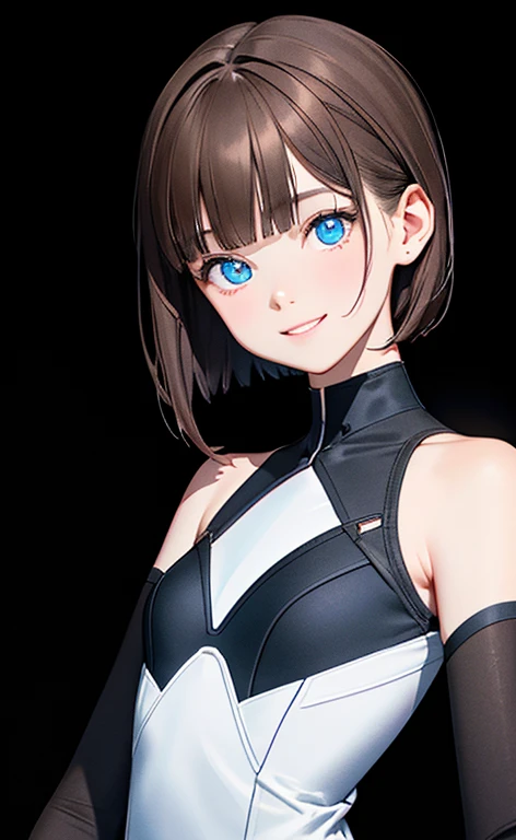 (Being in the dark:1.5、Illuminated by blue lighting from the front:1.8、deep shadows:1.5)(Photorealistic:1.4)、(,20-year-old:1.5),(masterpiece、Blue lens flare:1.5、Exquisite beautiful eye:1.5,portlate),(kind eyes、tareme:1.9),(Being in the dark:1.5、Illuminated by blue lighting from the front:1.8、deep shadows:1.5)
、Cute Face、 3D Face、(light brown hair:1.5)、(pixie cut),(sidelock :1.5),(blunt bangs:1.3),(1 woman)、(Red eyes:1.2)、(upper body:1.5)、(clear face:1.5)、(head tilt) ,(Cute face:1.2),(flat chest),(),kind face,(white Bodysuit with cut out),(black background:1.5)、()、()、 Neat and clean、Adorable、Demure,Slim Body(),Shiny Hair、()、Nijisketch,Manga,smiley face, grin