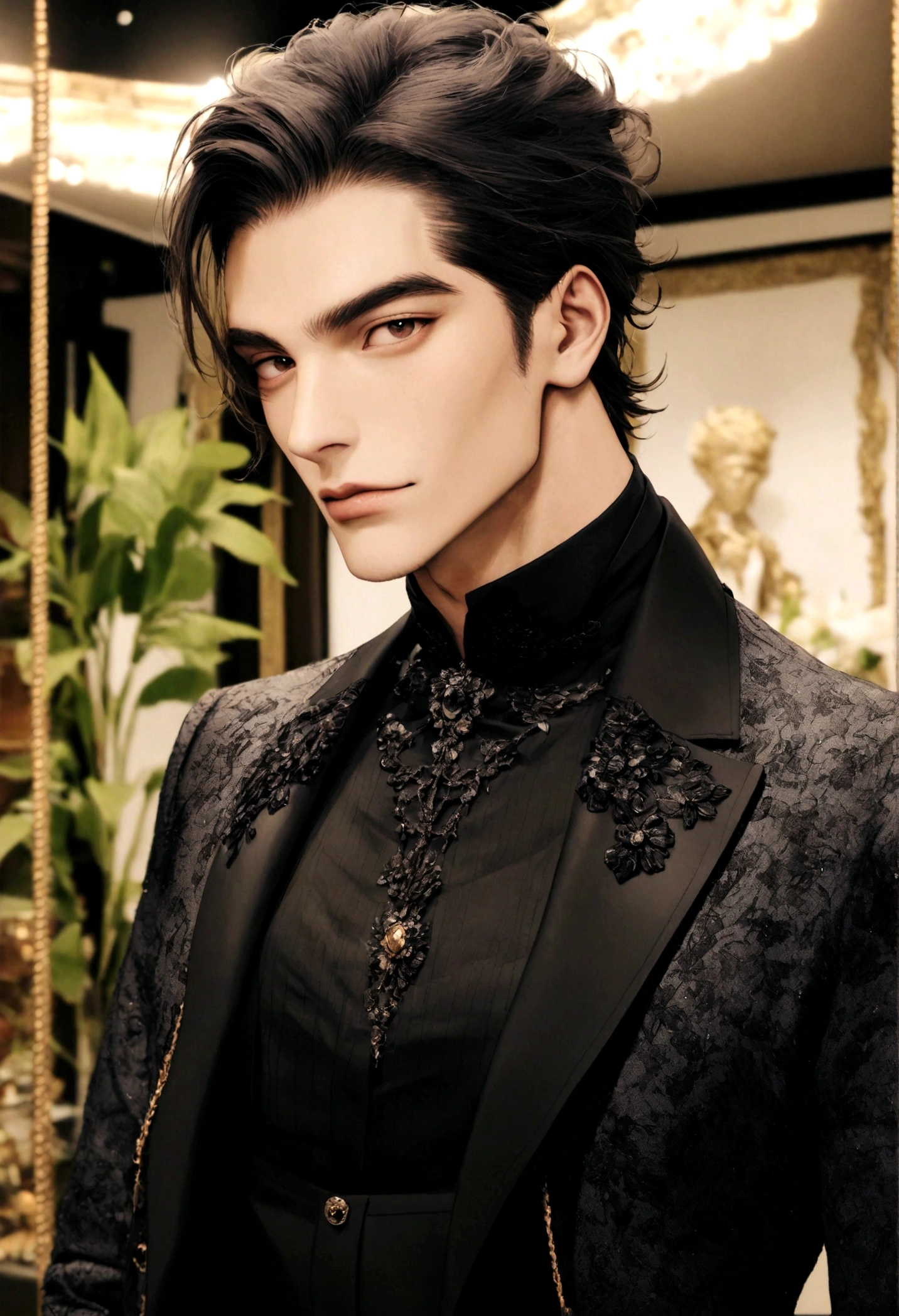 A photo of one handsome young man, strong jawline, model aesthetic, professional Instagram expert background,