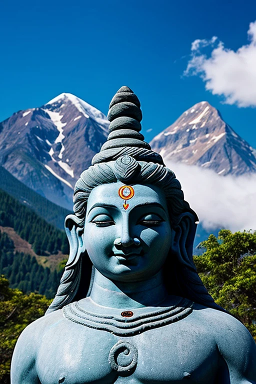 God Shiva, meditation photo,with mountain, realistic face, cartoon avatar,