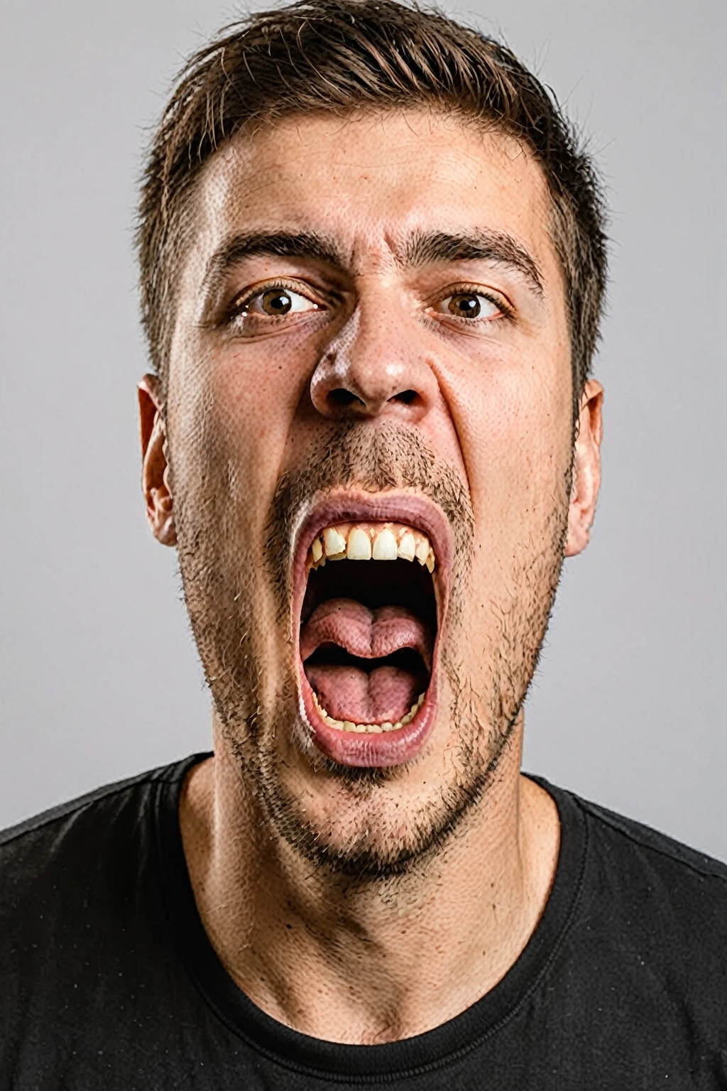 Man with his mouth extremely wide open