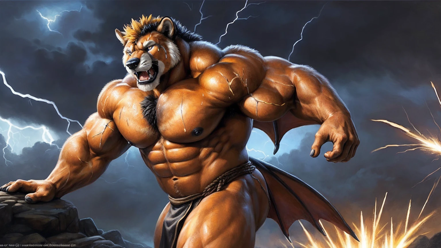 (((Jortheon))), Pokemon, Humanity, Full Body Shot, (topless), ((Loincloth)), male, alone, Adult, Big biceps, Muscular thighs, older, ((Muscular Abs)), ((Huge pectoral muscles)), Bodybuilder Body, ((Nipples)), (((running))), Beautiful Eyes, Fine grain, Detailed muscles, (thunderstorm background), Detailed face, View Viewer, (((Yellow sparks))), (Fascinating face), Big muscles, piece, Thick, Author: bruteandbrawn, From raccoon21, Dark Gem, Personally, Tuny, by Kenket, (complicated, High detail, Film Photography, Soft Focus, RAW Candid Cinema, Photorealism, Realistic, photoRealistic, Analog Style, Scattered beneath the surface, High details, score_10, masterpiece, highest quality, ultra Realistic, 8k),((Japanese boy with devilish wings)),A face contorted in pain,Crying face,Wide open mouth,profuse sweat and drool,,A huge amount of sperm is spurting out of the huge penis,A well-trained body like a bodybuilder, Group Sex,Self-fellatio,Masturbation,よりBig muscles,Lean back,Ahegao,cowboy position,Based on anatomy,Hero Suit,cum overflow,tentacle bound wrists,２People&#39;s bodies are stacked on top of each other,Addicted to drugs,Writhing in pleasure