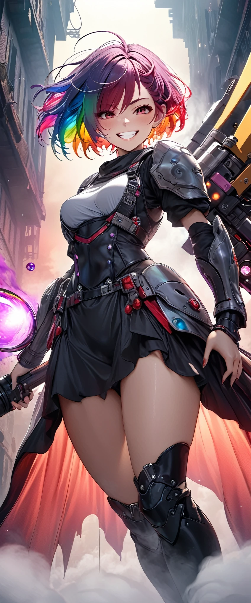 ((((highest quality)))), (((Ultra-precision CG 16K))), (((masterpiece))), (((Very detailed))), (((Extremely detailed))), (((Black outline:1.3, Written boundary depth:1.3 , Written soft outline))), Maximum clarity and sharpness,Multilayer Texture, Surface Shading, Cinematic lighting, Beautiful details sparkle ,Perfect Proportions, Limited to one woman, BREAK accurate, Anatomically correct, Highly detailed face and skin texture, drawn in detail, Highly detailed facial and skin texture, Detailed eyes, beautiful hair, Beautiful Japanese Idol face, Beautiful and beautiful eyes, Beautiful body, Beautiful breasts, Beautiful thighs, Beautiful legs, Beautiful fingers, (Beautiful views) , skinny body, ((Beautiful Skin)), ((Skin Texture)) BREAK breast enlarged, large Breasts, perky breast, (blush, smiling:1.3, brown eyes, pink cheek, Double eyelids, Thin eyebrows, narrow eyes:1.3, Natural cheeks, Glossy skin, Fair skin:1.2, (Glossy lips:1.4, shiny lips: 1.4 ), high school student, Attractive adult woman ) , Long-Hair:1.3, straight-Hair:1.3, Hair Intake, Inner hair color, [(gradient hair from navy to yellow:1.4):0.4], BREAK (hurricane blue, (sunrise stance:1.3), (holding weapon:1.3), with japanese sword, mechanized valkyrie girl, anime goddess, armor girl, cool mecha style, anime robotic mixed with organic, anime manga robot!! Beautiful details of luminescence , fluorescent, cyberpunk ) , nail art, necklace, Bridal Ring, wearing a watch BREAK ((((from front, from below, closeup face, bust up, plaster figure , sculpture , statue)