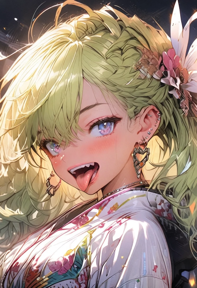 green, tongue,Gal,Earrings,green