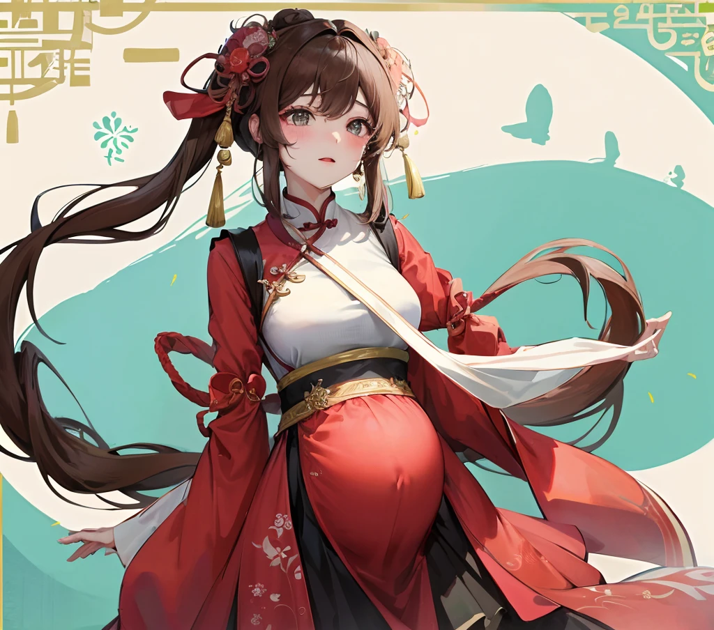 绝代夜满月1女China风ancient姐妹御姐微笑棕发Princess剪麻花辫双丸浅粉红唇, calm, Intellectuals, Zhongfa, Green Student, hairpin, Peach Blossom, Red clothes, best quality, Married woman, aldult, Chinese, China, elder sister, hairpin,brown hair, Princess,Full of motherly love,purely,blush,Enthusiastic,Mother,Mature,fine,pregnant,wife,Pantyhose,Shy,Happy,Likeable,发hairpin,Double tail,ancient