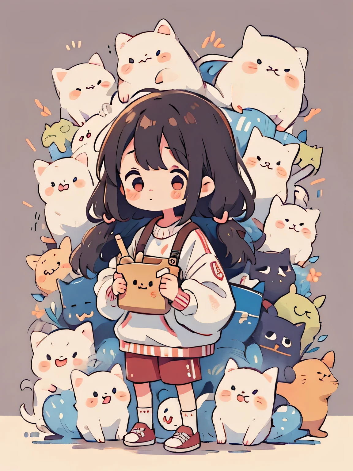 Micho style, Masterpiece, best quality, 8k, cute girl chibi