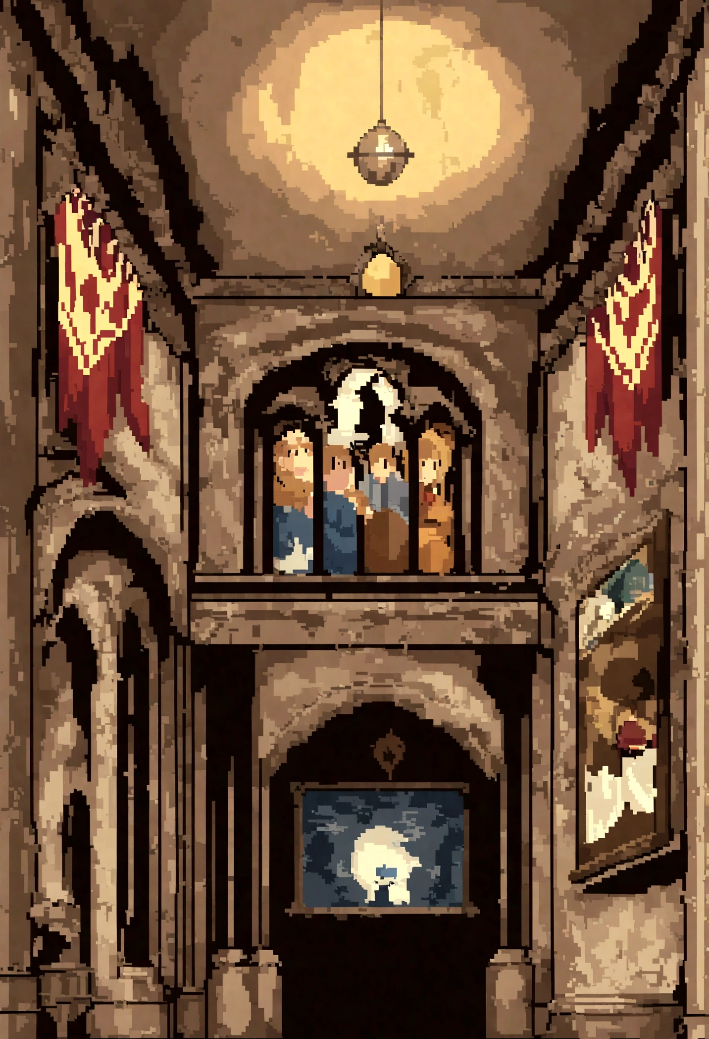 In dangerous house、Hogwarts Teachers' Quarters,It's a bit dark,In an aging factory,Insufficient light,((Pixel style))、Makoto (The Wizarding World of Harry Potter)