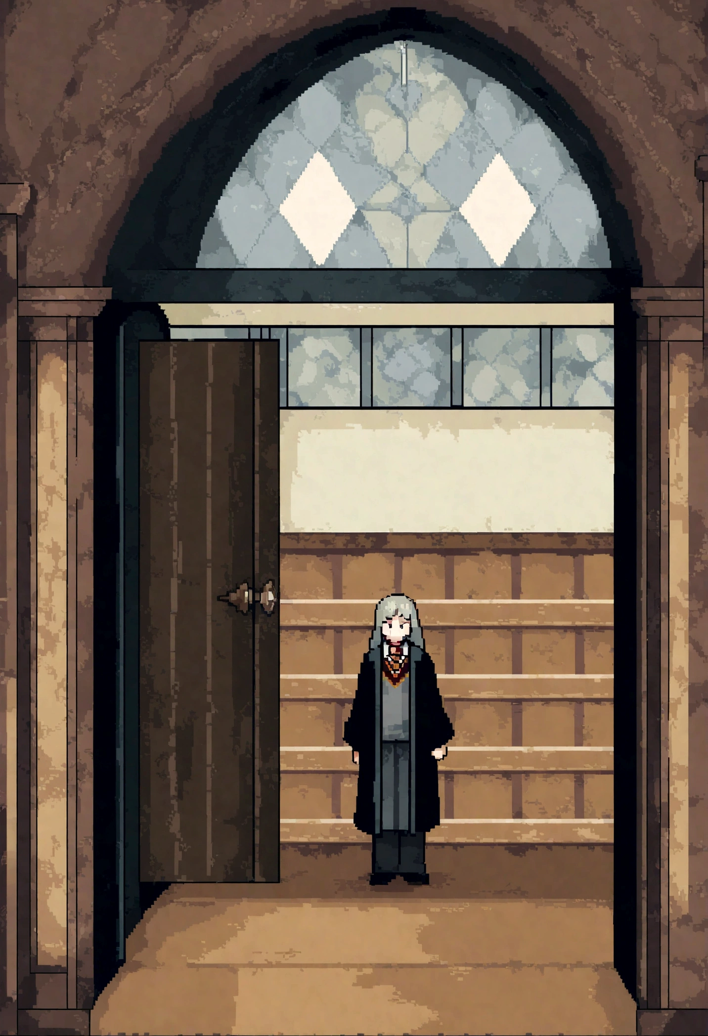In dangerous house、Hogwarts Teachers&#39; Quarters，It's a bit dark，In an aging factory，Insufficient light，((Pixel style))、Makoto (The Wizarding World of Harry Potter)