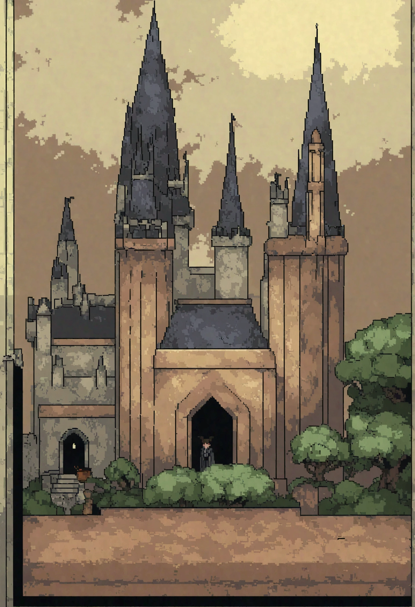 In dangerous house、Hogwarts Teachers&#39; Quarters，It's a bit dark，In an aging factory，Insufficient light，((Pixel style))、Makoto (The Wizarding World of Harry Potter)