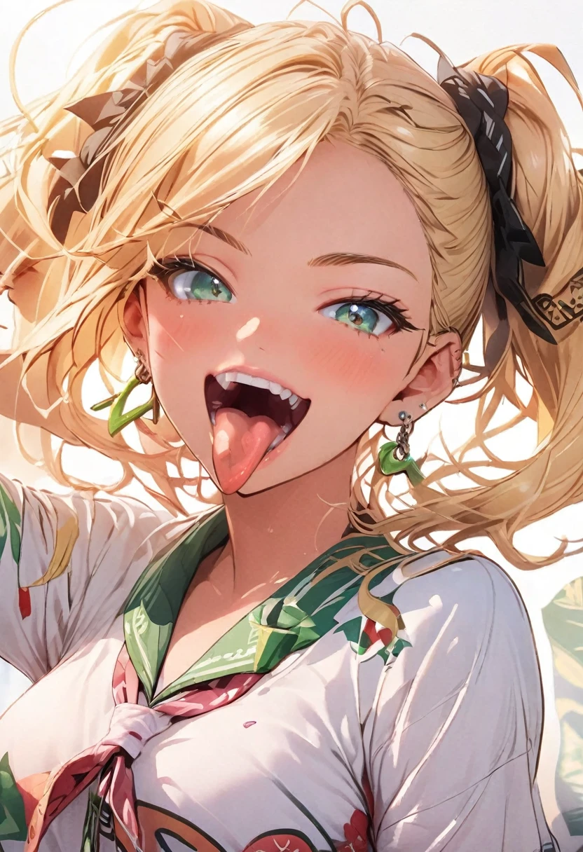 tongue,Gal,Earrings,green