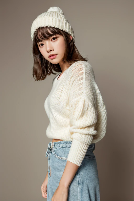 whole body,White striped wool sweater,1 girl,alone,
(8k, RAW Photos, highest quality, masterpiece:1.3),(Realistic, photo-Realistic:1.37),Realistic skin texture,(photoRealistic:1.3),(hyperRealistic:1.2),Don't look at the audience