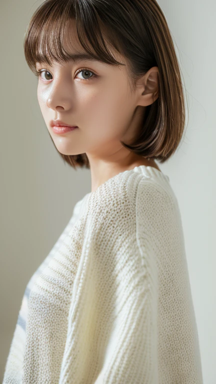 whole body,White striped wool sweater,1 girl,alone,
(8k, RAW Photos, highest quality, masterpiece:1.3),(Realistic, photo-Realistic:1.37),Realistic skin texture,(photoRealistic:1.3),(hyperRealistic:1.2),
