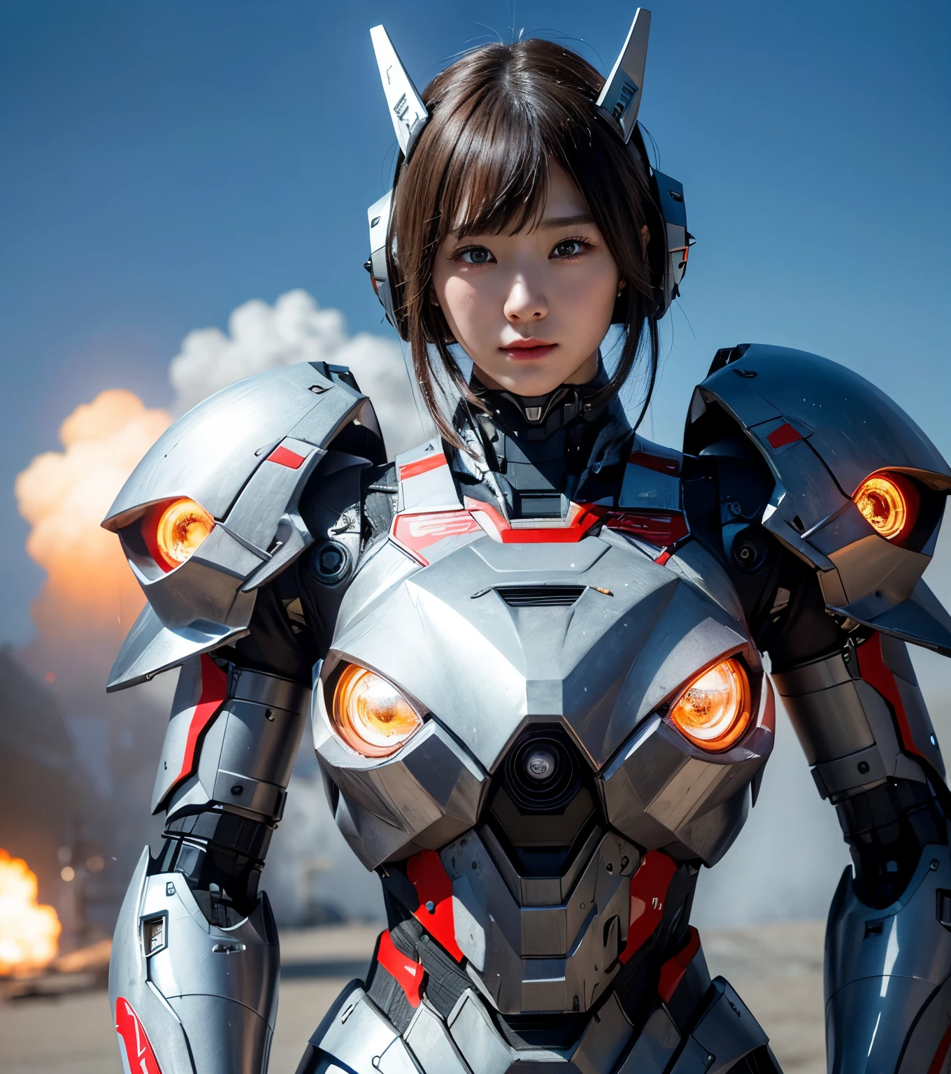  Super detailed, advanced details, high quality,  High resolution, 1080p, hard disk, beautiful,(war machine),Armor War,(Rocket Missile)Capture the big picture,beautiful,Mecha cyborg girl,battle mode,Mecha body girl,She is wearing a futuristic war machine weapon mecha