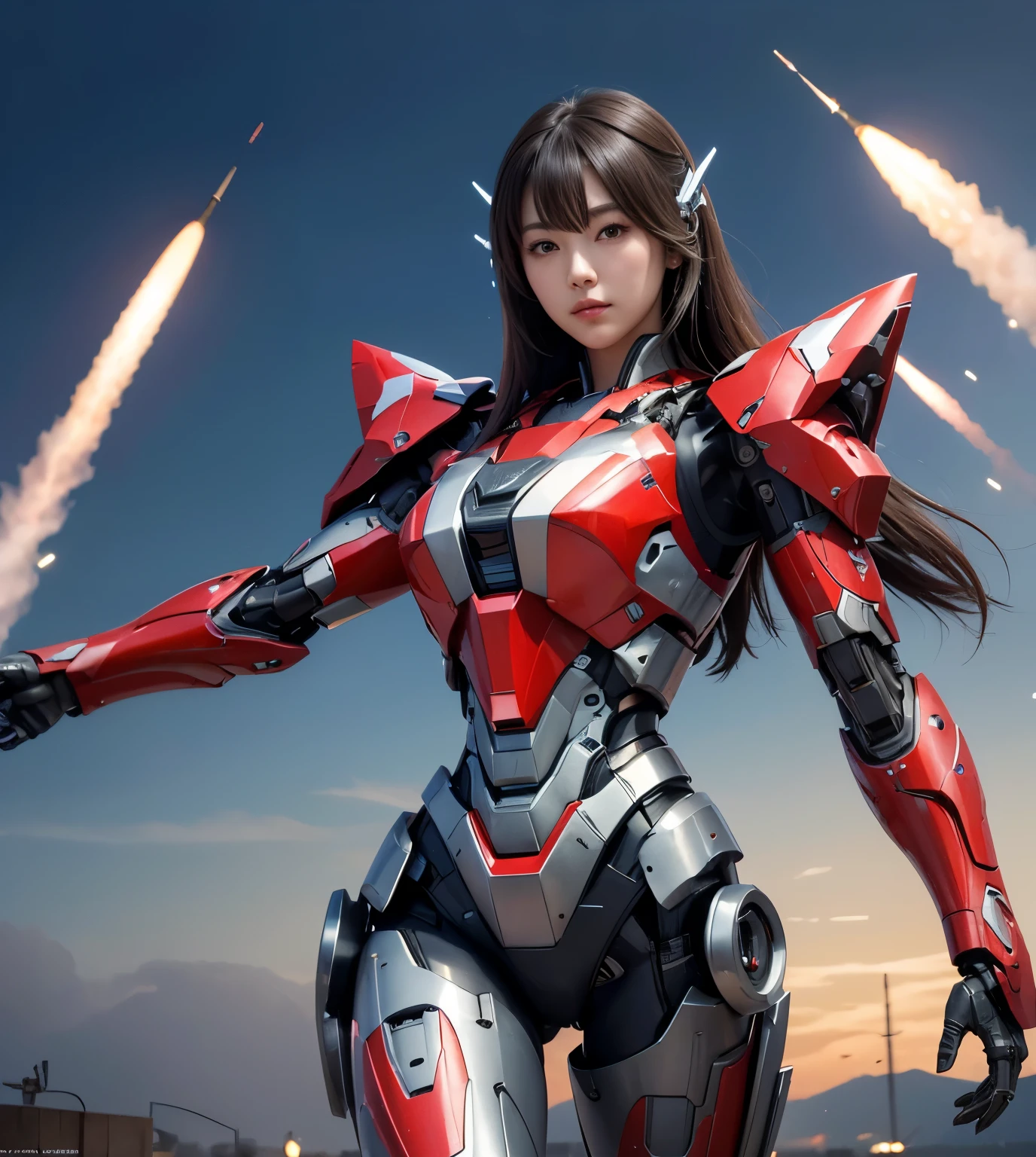 Very detailed, Advanced Details, high quality, High resolution, 1080p, hard disk, beautiful,(War Machine),Armor War,(Rocket Missile)See the big picture,beautiful,Mecha Cyborg Girl,Battle Mode,Mecha Body Girl,She is wearing a futuristic War Machine weapon mecha
