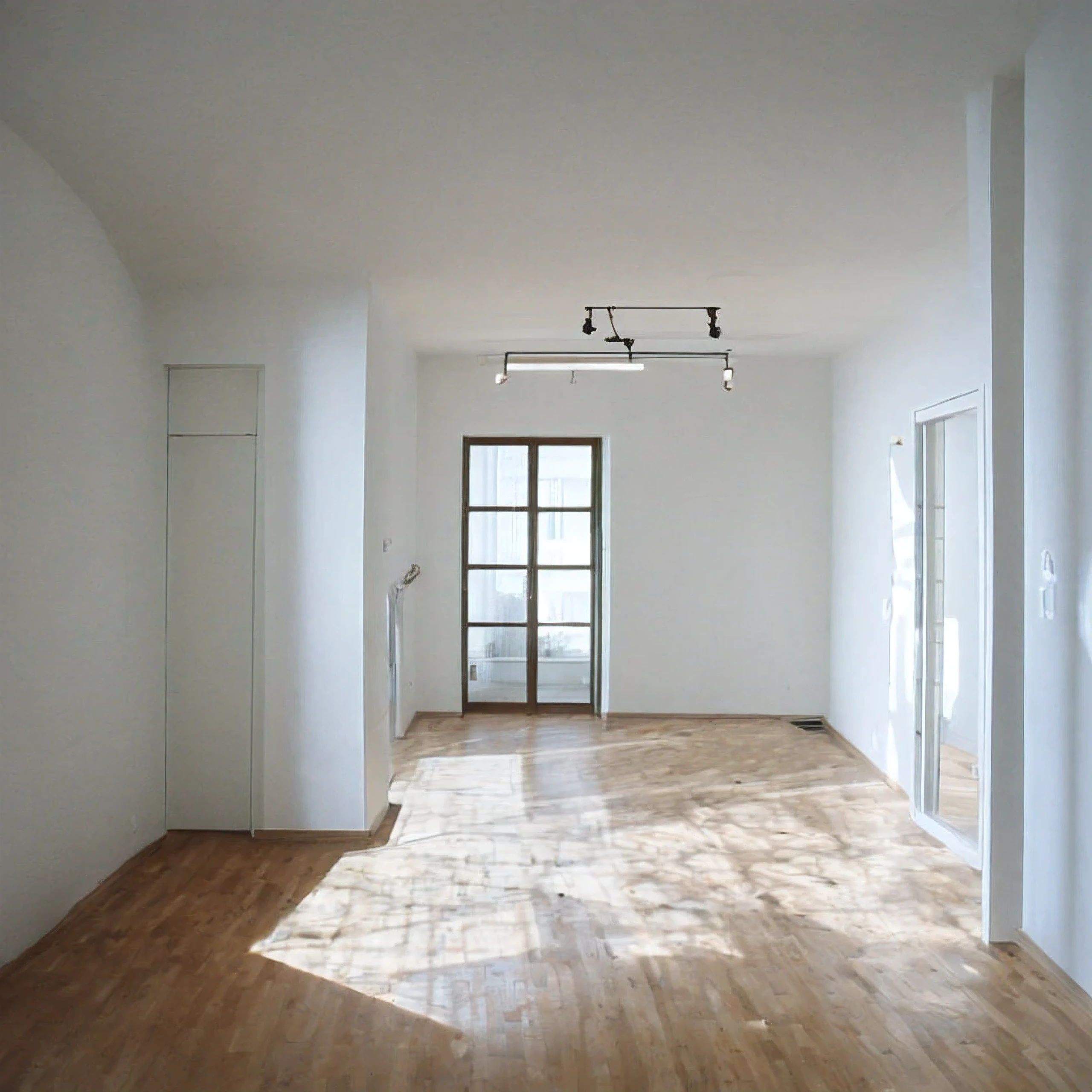 Studio in the apartment、White wall、Flooring、window、bright