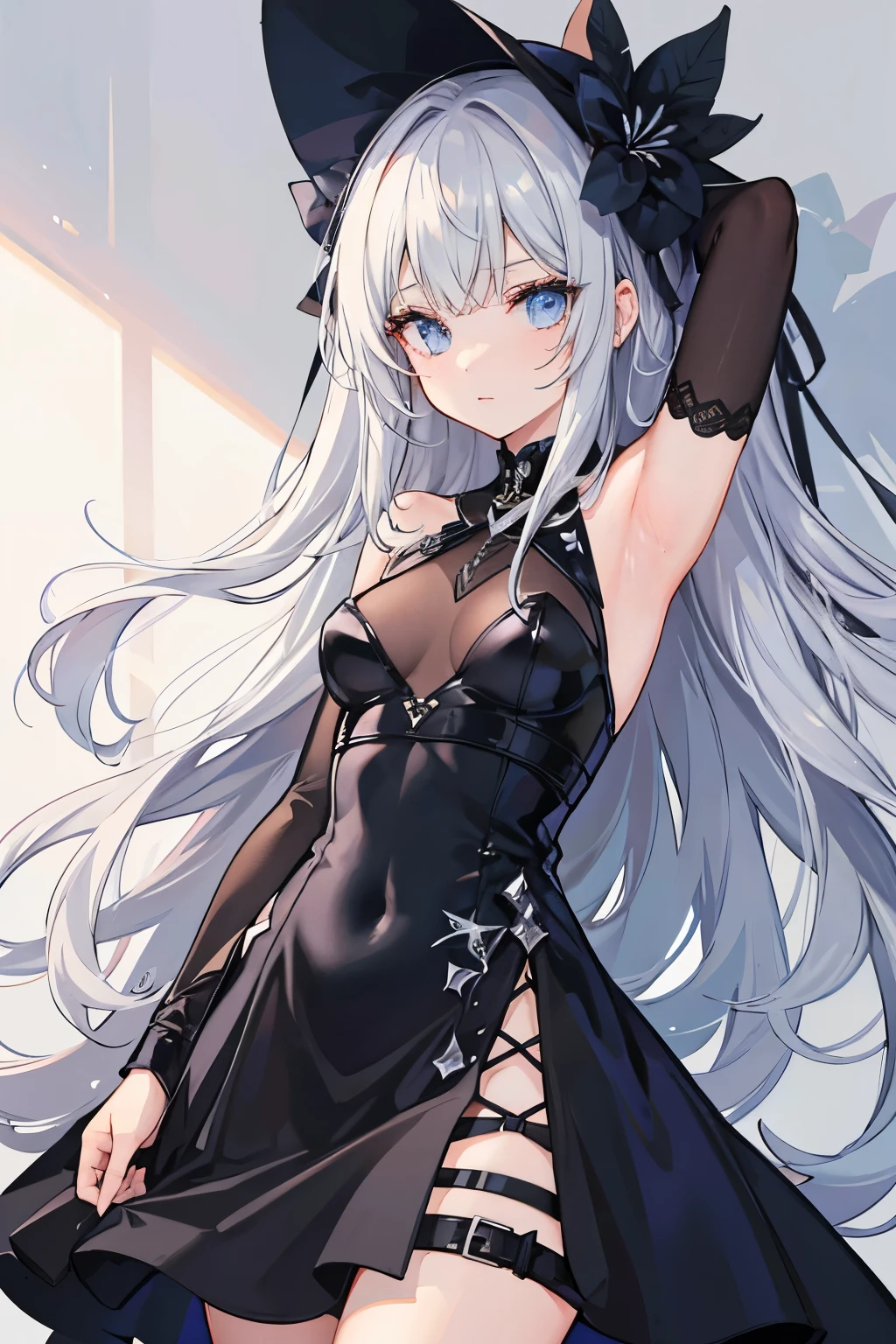 Girl,Tight black metallic dress,Metallic er