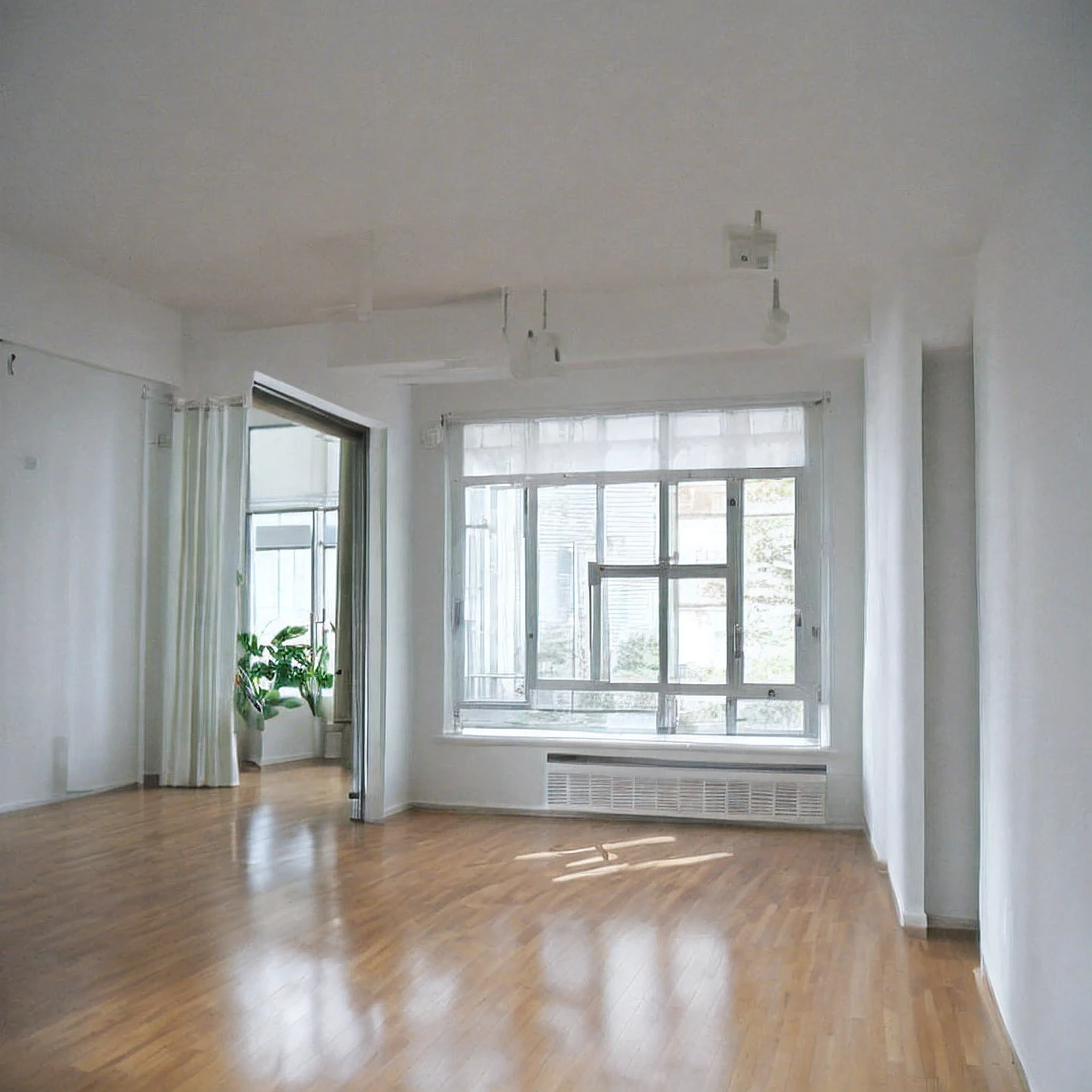 Studio in the apartment、White wall、Flooring、window、bright