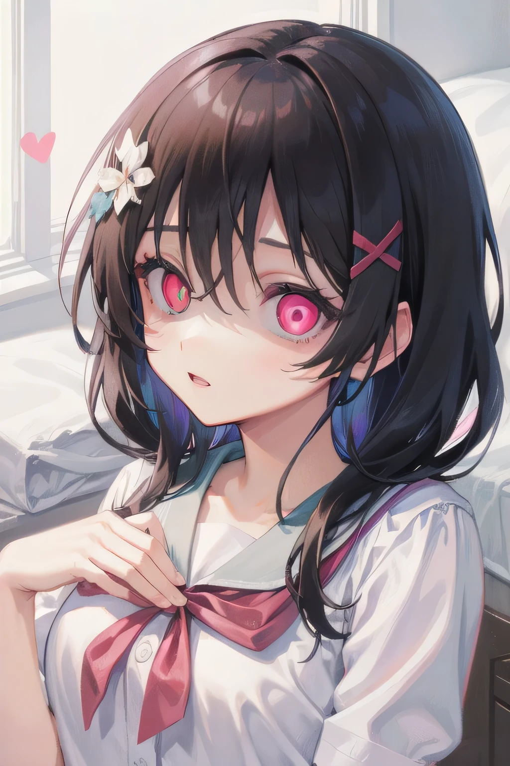 (Tabletop:1.0), (highest quality:1.4), (High resolution:1.2), From the side,Sharp contours, boyish, highest quality, masterpiece,Glasses,Voice of the Heart,yandere,Browsing Caution,On the bed,nude,facial,Excessive ,Chest to chest,Lying face down,Upper Body,Ecstasy,saliva,blush,Squint your eyes,Heterochromia iridis,
