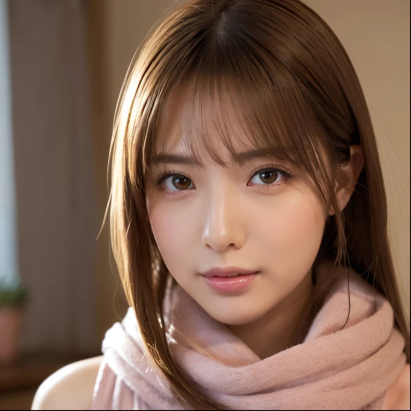 (Tabletop、highest quality、8k、Award-winning works、Ultra-high resolution)、One beautiful woman、(Roomy camisole:1.1)、Exactly、Brown Hair、blonde、(The most natural and accurate pink long scarf:1.2)、Very long wavy hair、Spectacular Cinema Lighting、(Romantic love mood:1.1)、(The most romantic and moody atmosphere:1.1)、Bedroom、Light up your face、ベッドが置いてあるBedroom、look at me、(Small, flat chest, girlish:1.1)、(Body lines can be seen through:1.1)、Chestnut-coloured hair、Blurred Background、Accurate anatomy、Ultra HD Hair、Ultra-high resolutionの完璧な美しい歯、Ultra-high definition beauty face、Ultra HD Hair、Ultra-high definition sparkling eyes、輝くUltra-high resolutionの美肌、Ultra-high resolutionの艶やかな唇、(Face close-up:1.3)