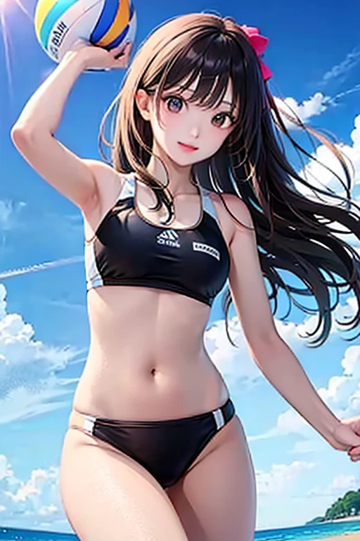 highest quality、masterpiece、High sensitivity、High resolution、One Woman、Slim Body、Beach Volleyball