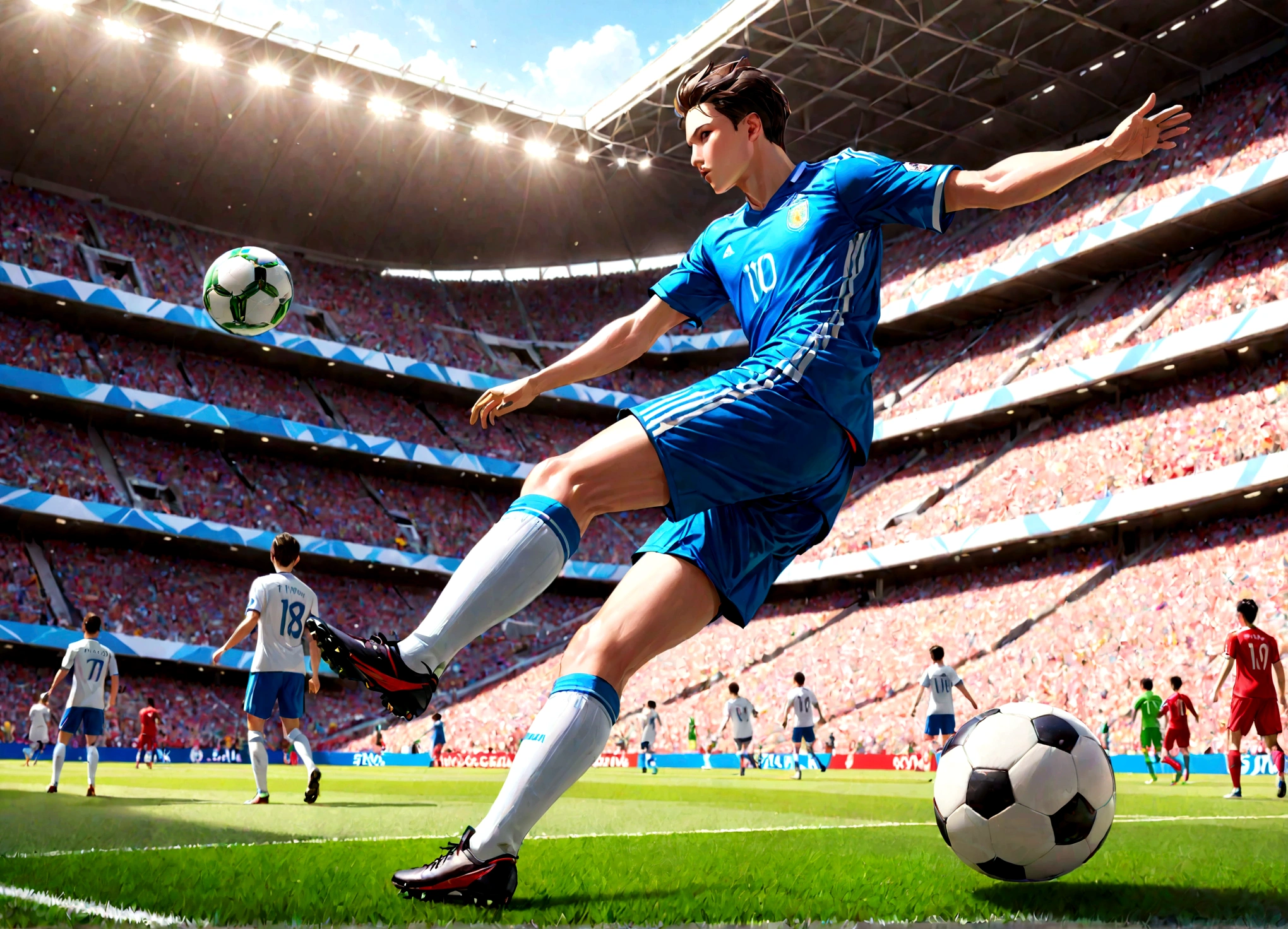 soccer player、game、shoot