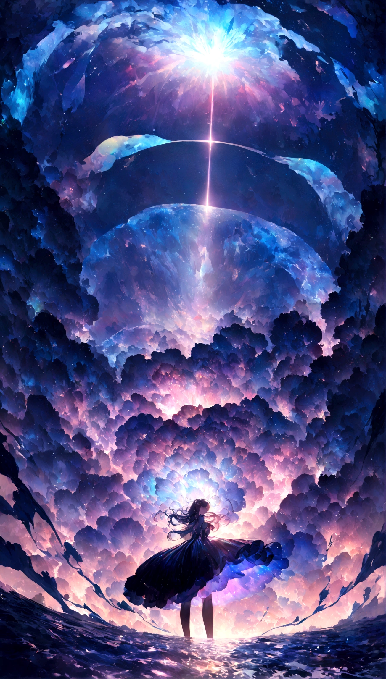 (((a CHROME ANCHOR stuck at the bottom of a DEEP Ocean floor))) shafts of sunlight filtering through the ocean's surface, illuminating the hidden world beneath, create a captivating underwater scene. vertical panorama, Ultra Wide View. UHD, masterpiece, award winning photo, expansive landscape photograph , (a view from below that shows sky above and open field below), (masterpiece:1.2), (best quality), 4k, ultra-detailed, (dynamic composition:1.4), highly detailed, colorful details,( iridescent colors:1.2), (glowing lighting, atmospheric lighting), dreamy, magical, (solo:1.2)