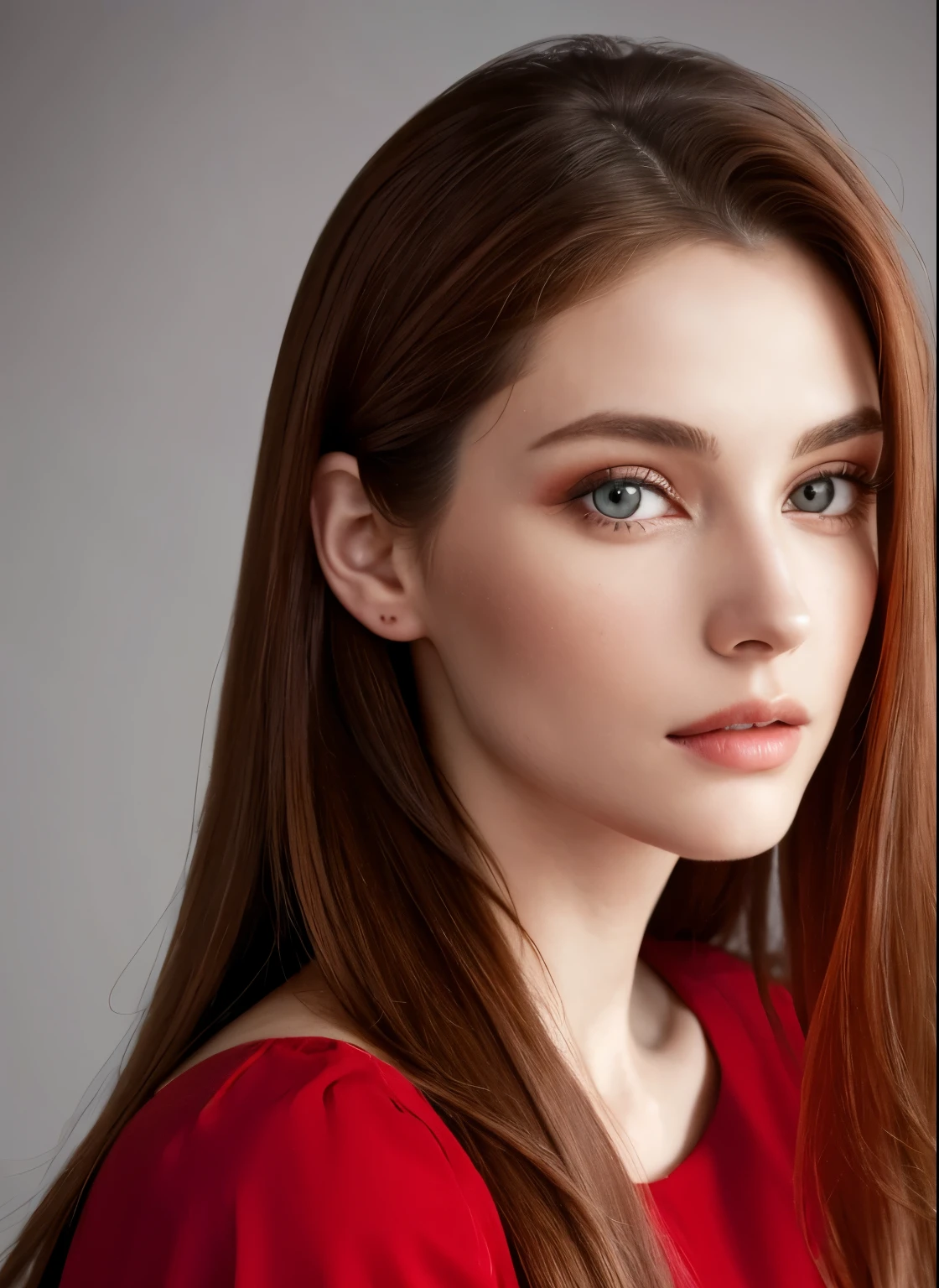 Close up portrait of long-haired woman in red dress, Portrait of Sophie Mudd, Attractive girl, Very beautiful face, Brown Hair Girl, Anna Nikonova、Also known as New Milky, Beautiful Model girl, Gorgeous and attractive face, Beautiful, round face, Beautiful Model, nodded, Attractive beautiful face, Gorgeous Woman, portrait of a Beautiful Model, Gorgeous young model