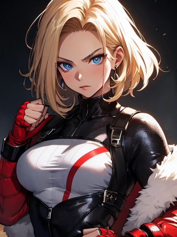 Fist Fighter、Android 18、Mean Girl, UHD, retina, masterpiece, ccurate, anatomically correct, textured skin, super detail, high details, high quality, best quality, highres, 4K