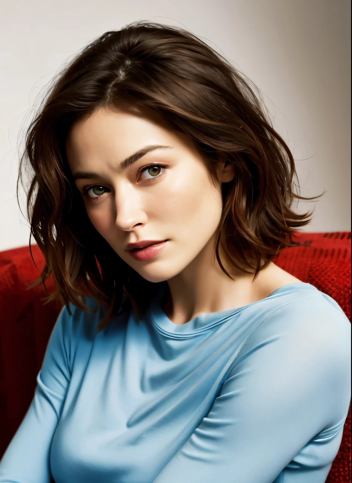 Lying on the couch、A woman in her 50s with her arms folded behind her head, mary elizabeth winstead, Kiera Knightley, Kiera Knightley in repose, Keira Knightley, Gorgeous Woman, Kiera Knightley, Gal Gadot, Phoebe Tonkin, Tight shirt, Great model, Lovely lady, wearing Tight shirt, Beautiful Model, Olga Kurylenko