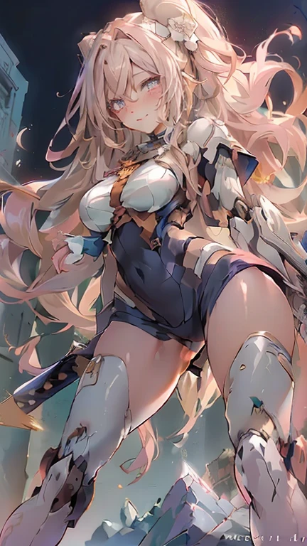 Super detailed、highest quality、best image quality、masterpiece、8K、anime face、gentle smile、shining blue eyes、blonde curly hair、(SFW huge body)、(((Rear view)))、cowboy shot、Wearing a thong、Muscles of the whole body、Woman holding a kitten、Cat ear