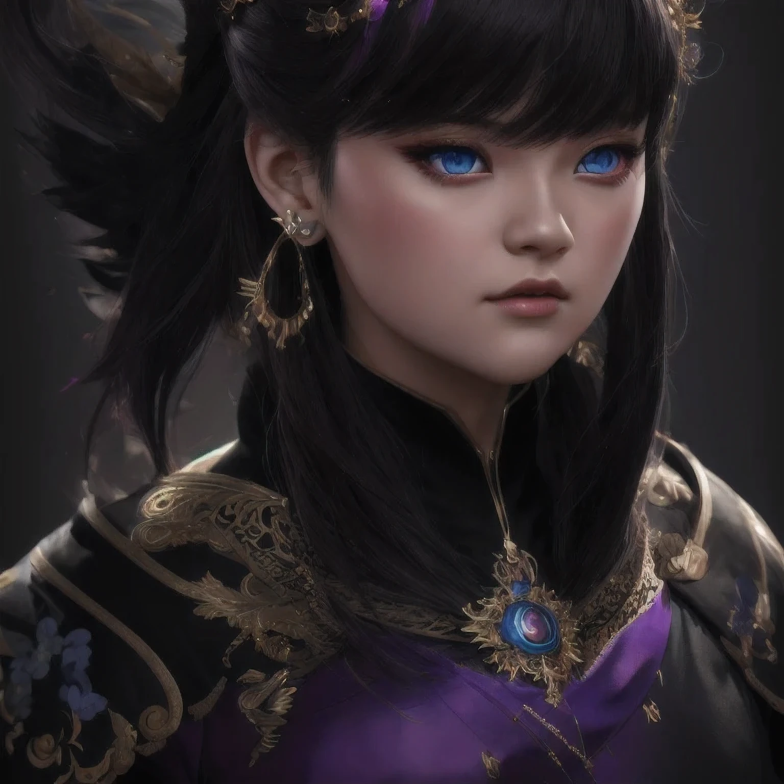 there is a 18 years old in a purple dress holding a dragon, wlop and ross tran, ross tran 8 k, fantasy art style, chengwei pan on artstation, a beautiful fantasy empress, ross tran and wlop, ruan jia and artgerm, the dragon girl portrait, ig model | artgerm, artgerm and ruan jia，beautiful
1girl
bangs
blue eyes
closed mouth
ear piercing
earrings
grey background
hair ornament
jewelry
lips
looking at viewer
military
military uniform
nose
piercing
portrait
realistic
short hair
simple background
solo
upper body