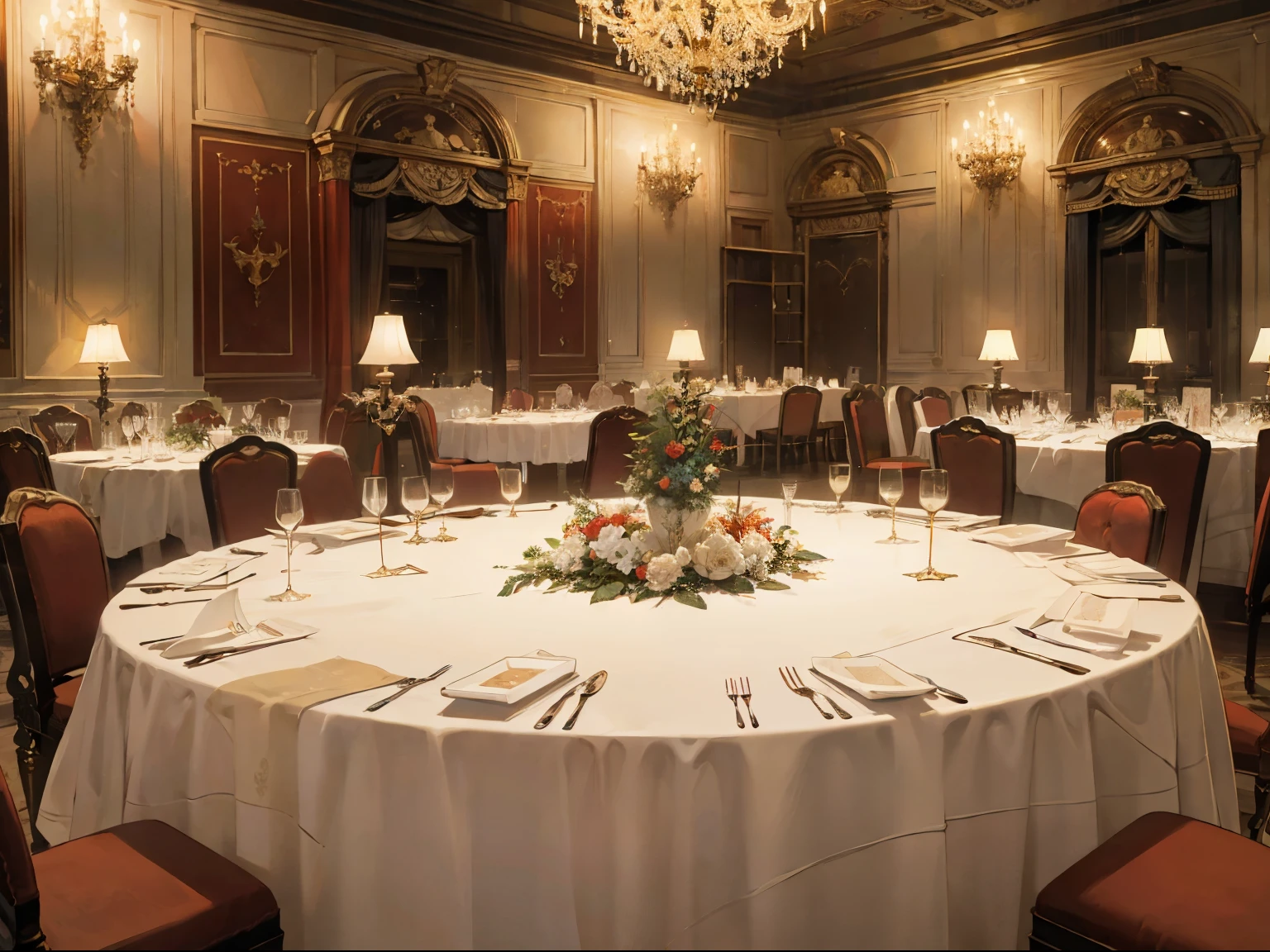 masterpiece, best quality, Practical, (absurd, High resolution, Super detailed), victorian era, Europe in the 18th century, luxurious banquet hall, Delicate and meticulous, 8K, Reality, Dramatic Lighting, high quality, Complex design, classical portrait, , enlarged texture, Exquisite details