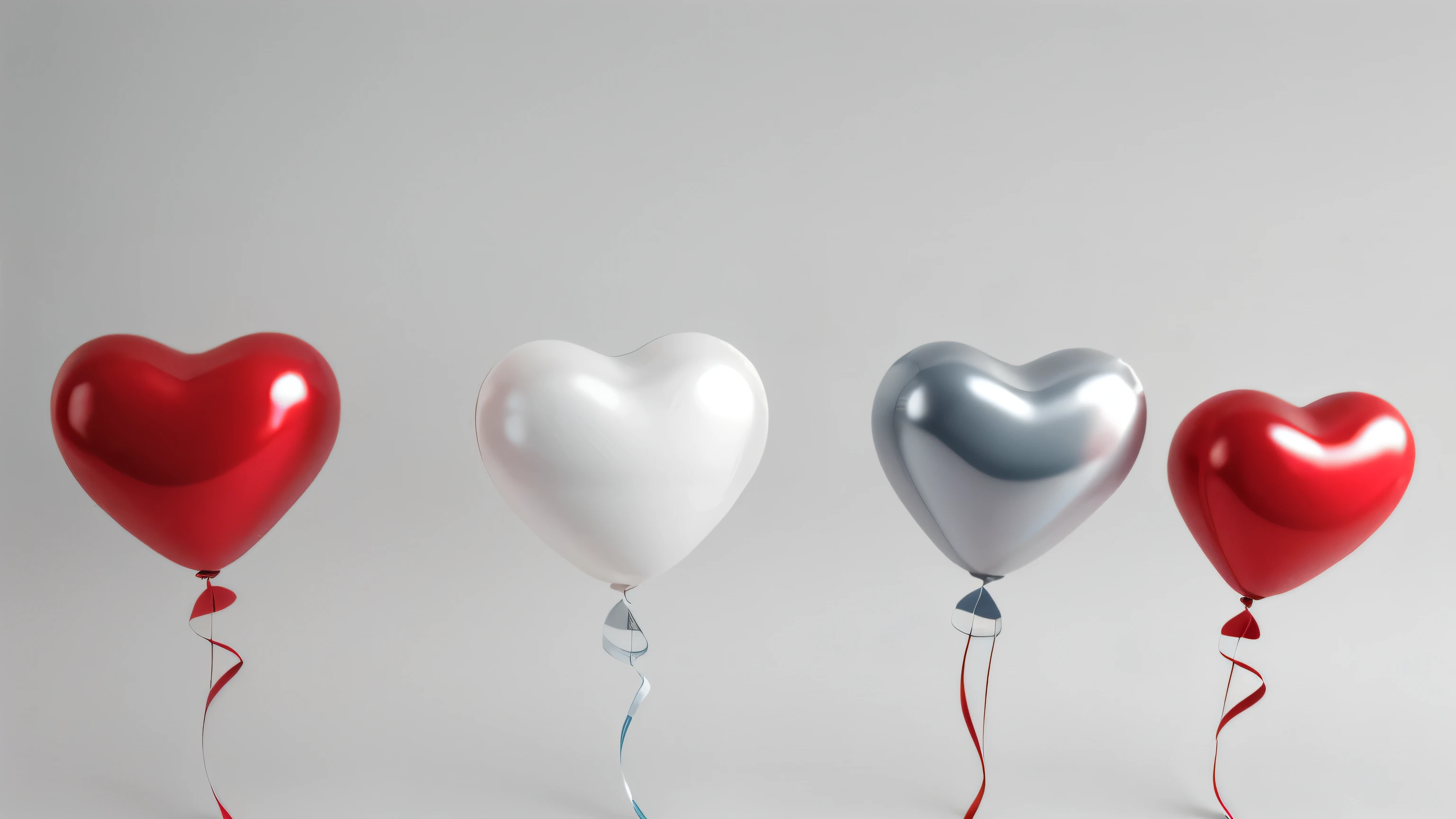 heart balloons, 3d, red, white background, sharp