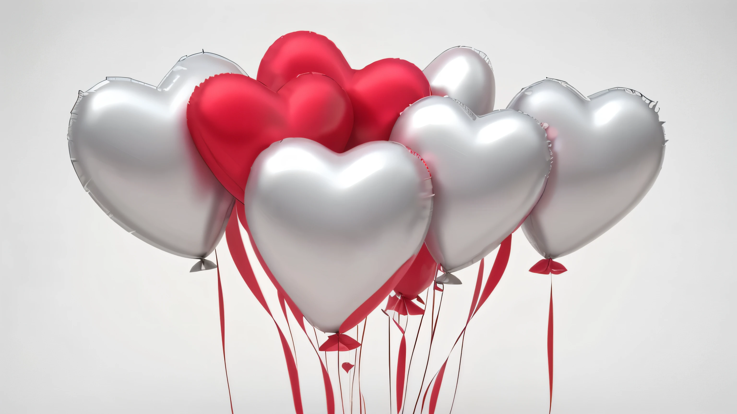 heart balloons, 3d, red, white background, sharp