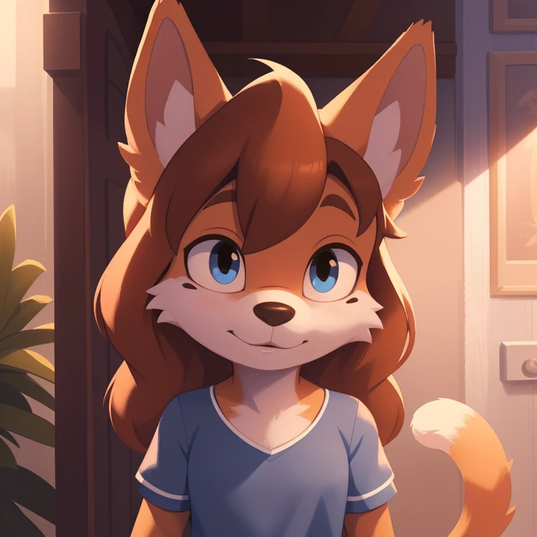 cat anthropomorphic home clothes, Cute face, fluffy ears, furry tail, Bust with exquisite lighting and shadows, Highest quality fine lines and refined facial features, Good ambient light, Ultra-fine fur、Volumetric light is very detailed,Finest quality furry art