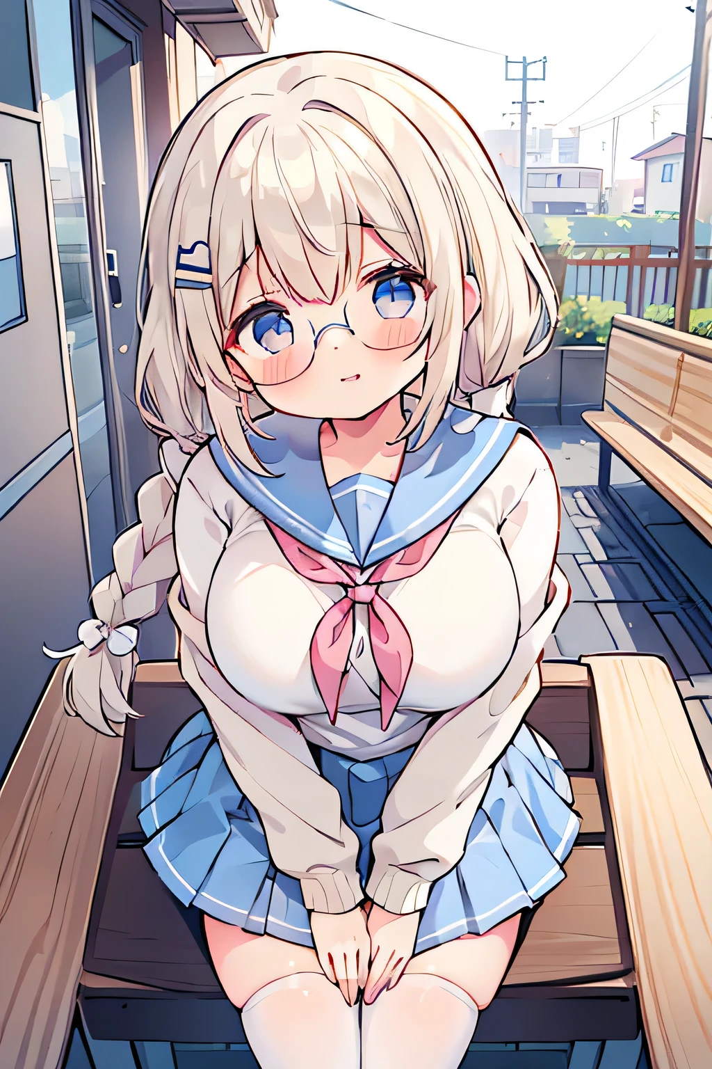 (Rear insertion position, ), Blonde hair and blue eyes, Long Hair, Cute Hips, , ,(Sailor suit、、White garter stockings、Headphones、Glasses), (On the bed), legs apart、sobbing、rolling eyes、tongue out,nsfw、BREAK Perfect Anatomy、Highest quality、(cute:1.1)、(cute)、(High resolution:1.2)、Unbelievably absurd:1.3、Incredible illustrations、(cuteイラスト:1.2)、Beautiful background、(1 girl) 、solo)、(10th Generation、JK、Loli face、Small breasts:1.2)、slender、、(masturbation:1.3、crotch grab:1.2、pussy juice:1.4、peeing,cameltoe:1.3),、、、Eye highlights、