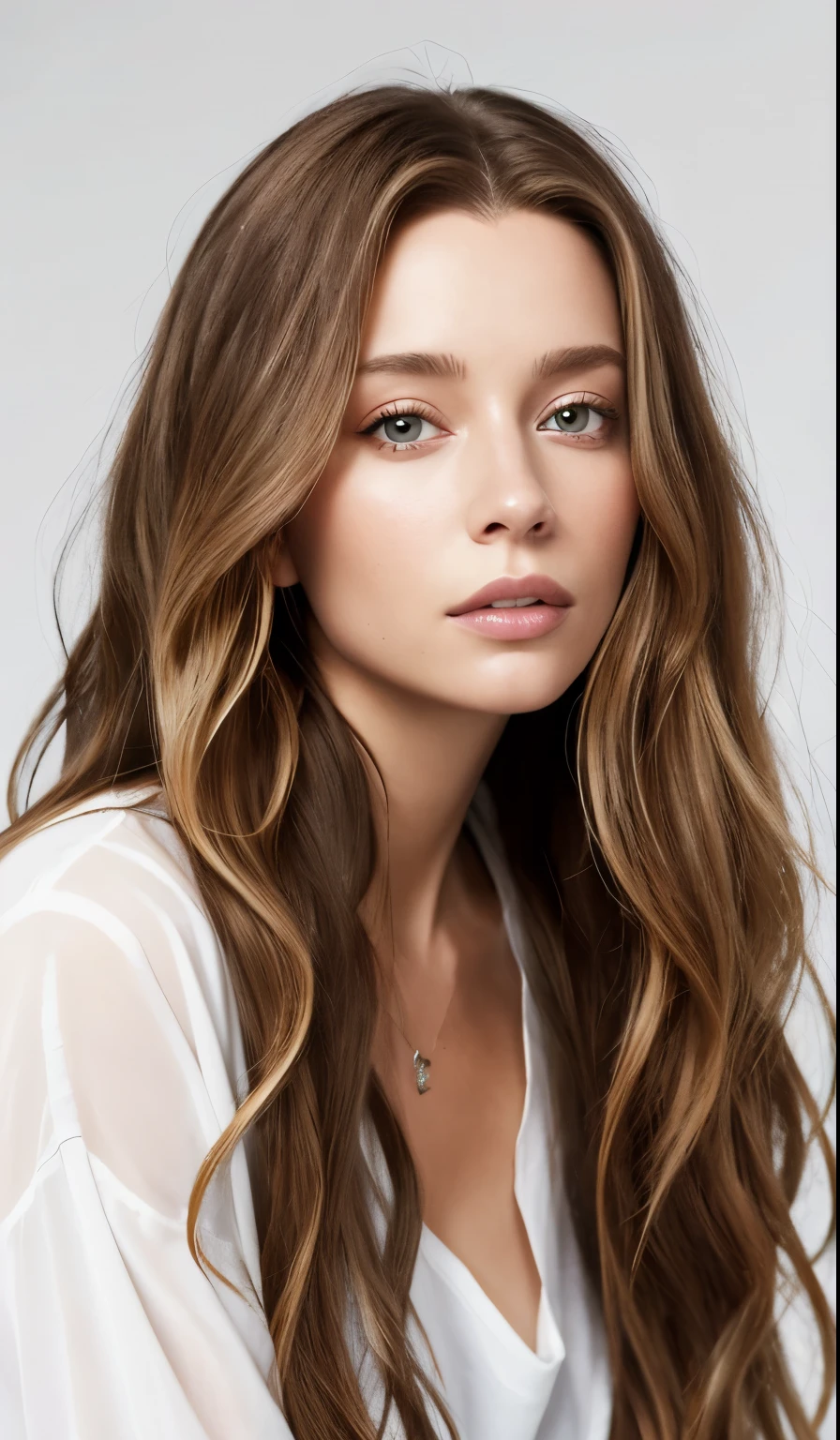 a woman with long hair and a white shirt posing for a picture, Portrait of Sophie Mudd, Brunette with dyed blonde hair, Jodi Bateman, Sydney Sweeney, Daniela Uurig, No makeup, wavy hair, nodded, Ellie Victoria Gale, Bernardini&#39;s Olivia, Sidney Hanson, Very beautiful face, Profile photo, Miranda Kerr, Gorgeous and attractive face
