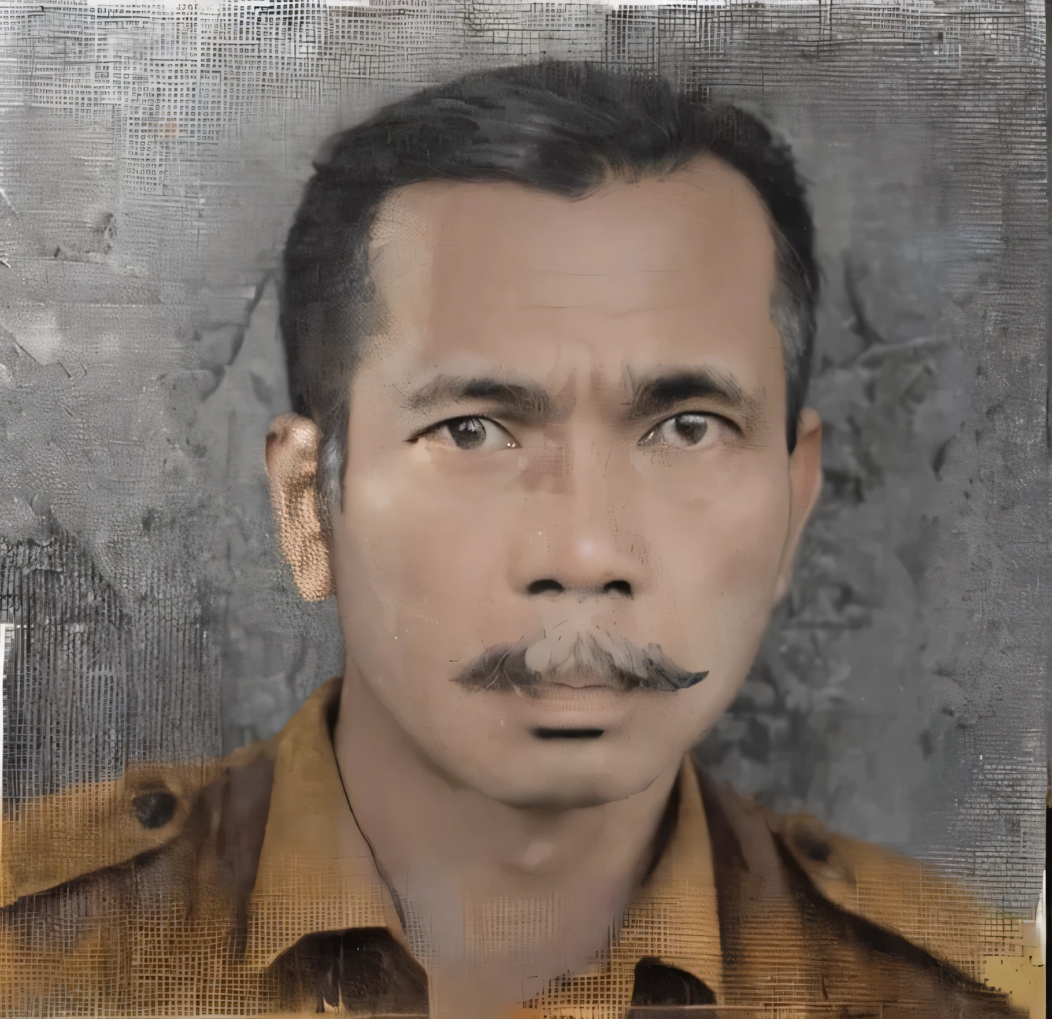 there is a man with a mustache and a shirt on, a colorized photo, colourized, colorized photo, inspired by Basuki Abdullah, colorized photograph, inspired by Bohumil Kubista, color portrait, restored color, colourised, colorized, coloured photo, old picture, photo in color, inspired by Abdur Rahman Chughtai
